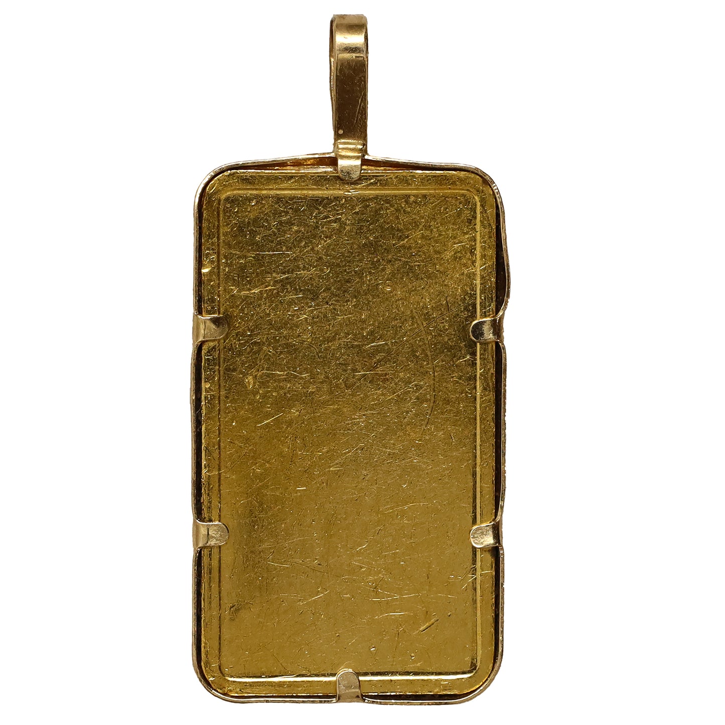 JM Johnson Matthey 5g Blank Back Gold Bar w 14K Gold Bezel (Flaws)