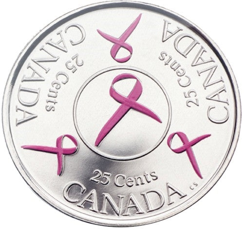 2006 Canada Tri-coloured Pink Ribbon 25-cent with Bookmark