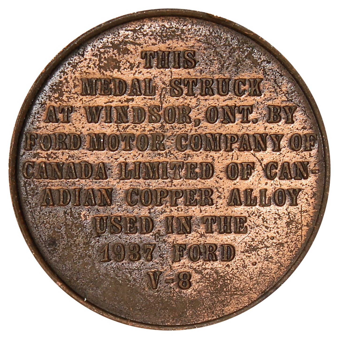 1937 Coronation of George VI Medallion Struck by Ford Motor Co. in Windsor, Ontario