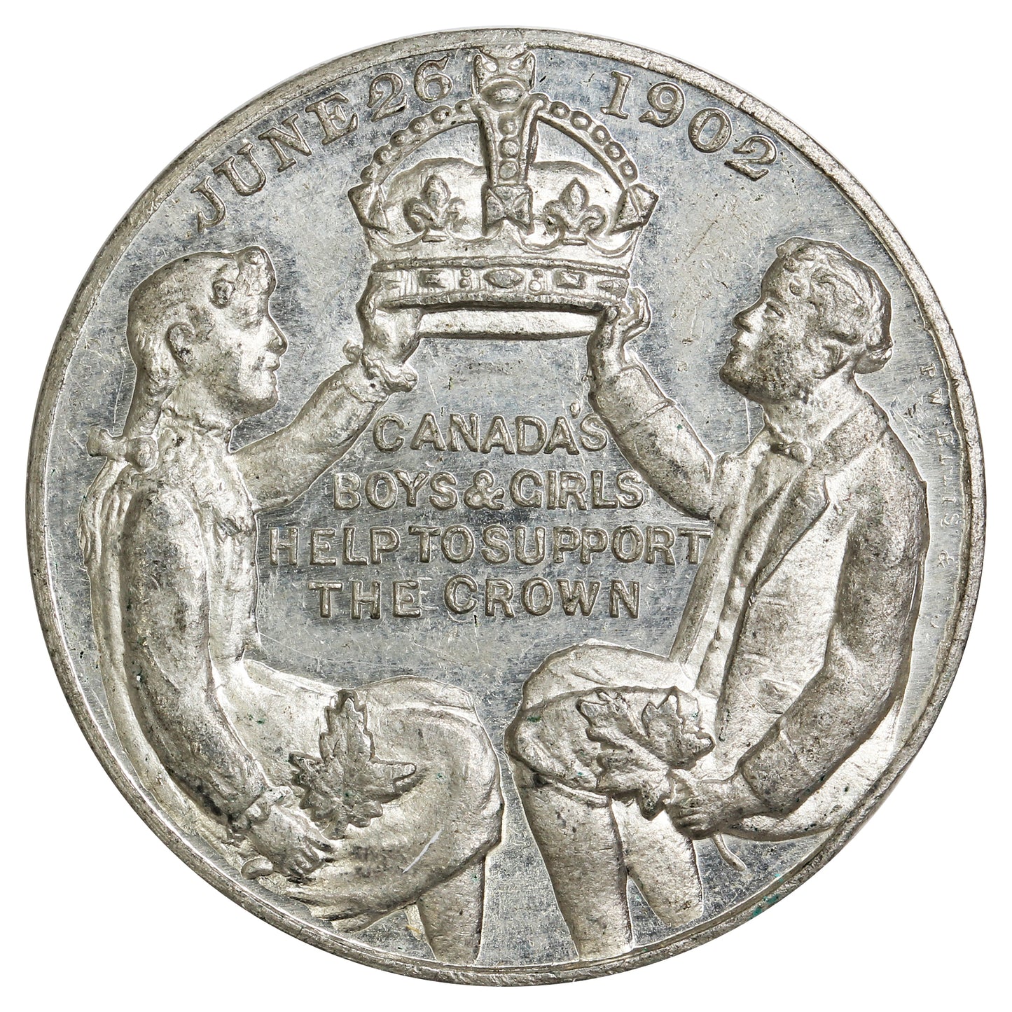 1902 Edward VII Coronation Medallion - Canada's Boys & Girls Help to Support the Crown