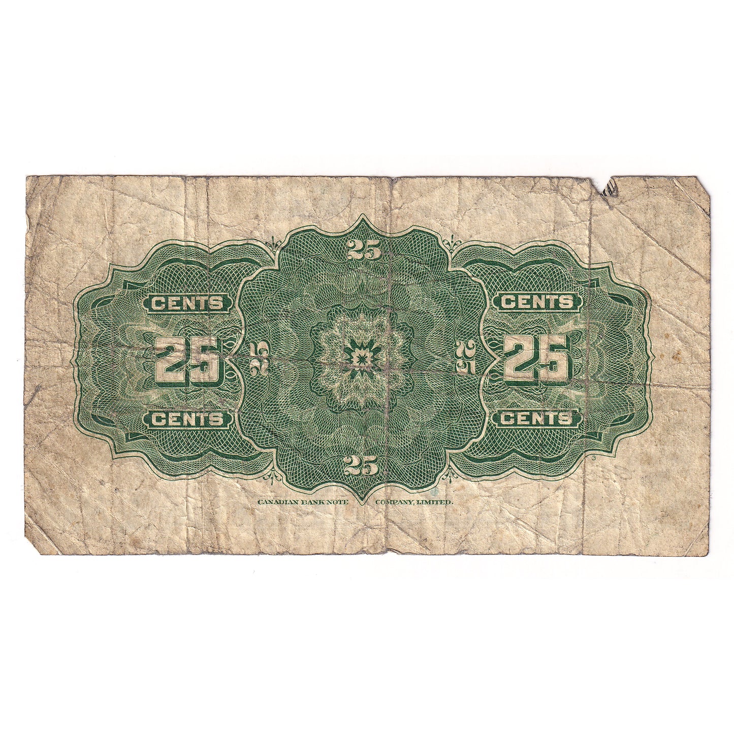 DC-24d 1923 25-cent Shinplaster, Campbell-Clark, VG-F (VG10) Tears, Holes or Impaired