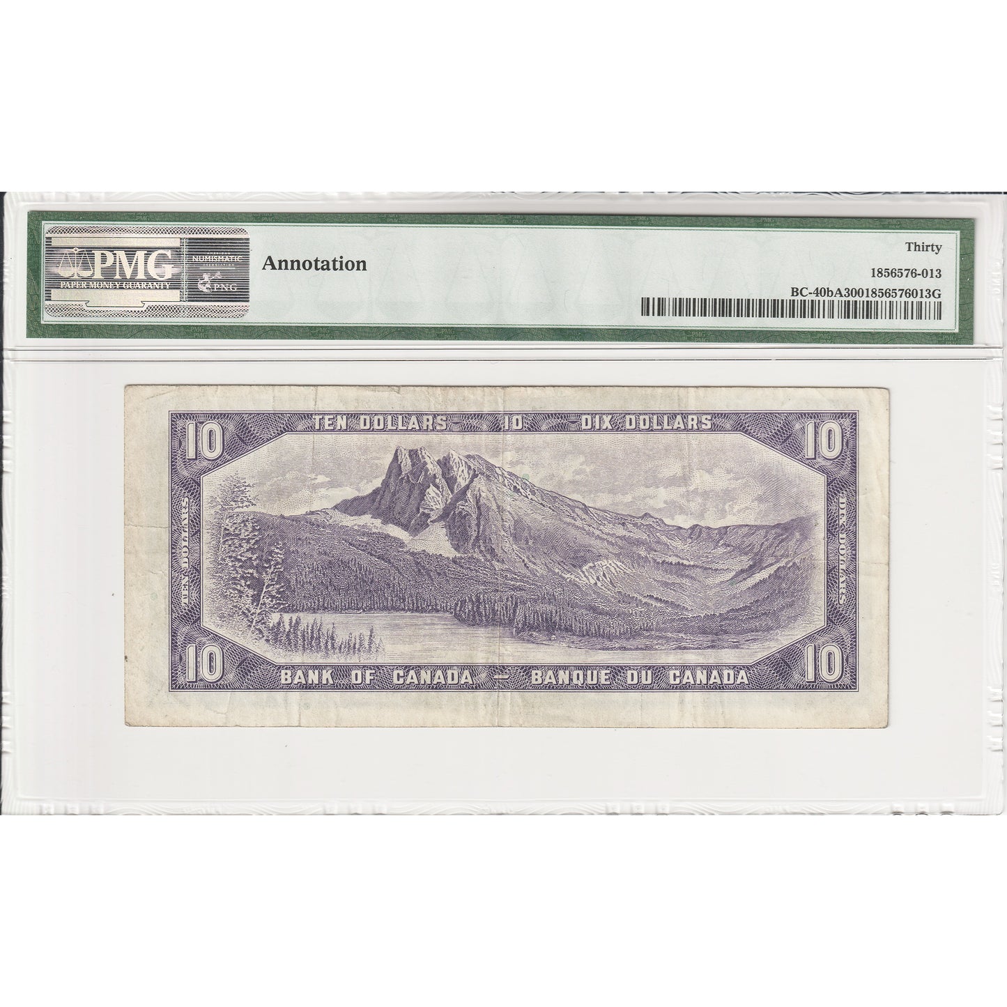 BC-40bA 1954 Canada $10 B-R, Modified, Replacement, *U/T PMG Cert. VF30