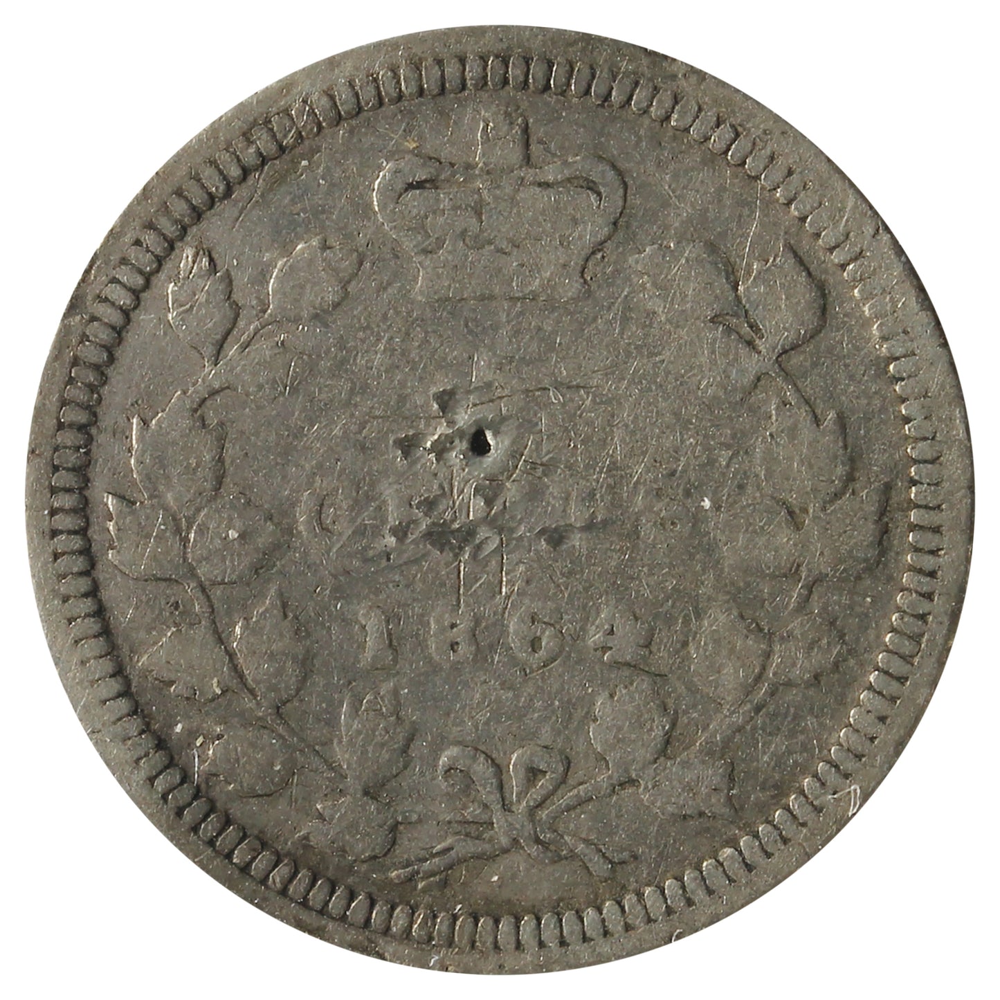 1864 Small 6 New Brunswick 5-cents G-VG (G6) Impaired