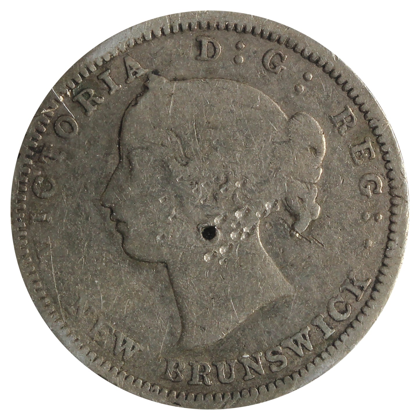 1864 Small 6 New Brunswick 5-cents G-VG (G6) Impaired
