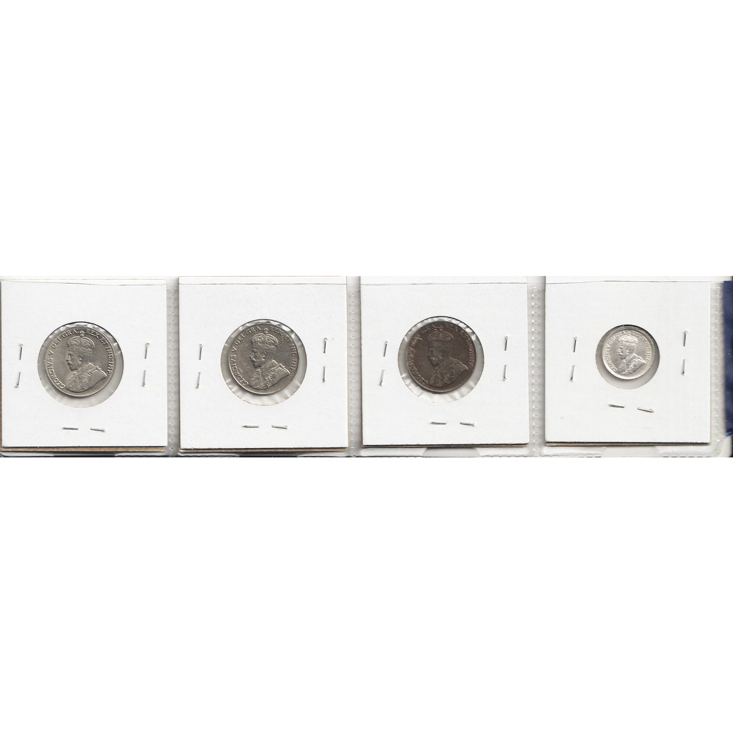 Lot of 4x 1920-1928 Canada 5-Cents, VF20 to EF45, 4Pcs (Impaired)