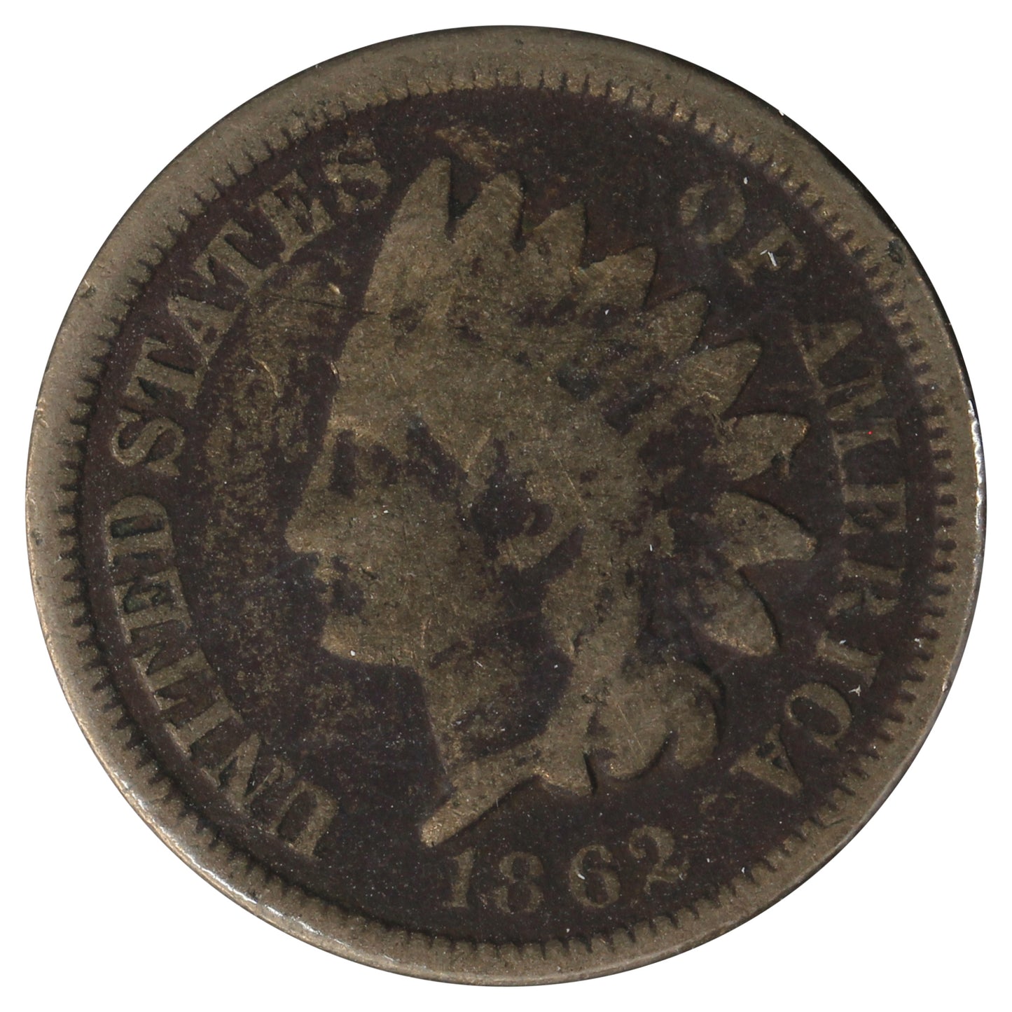 1862 USA Cent G-VG (G6) Scratched, Cleaned, or Impaired