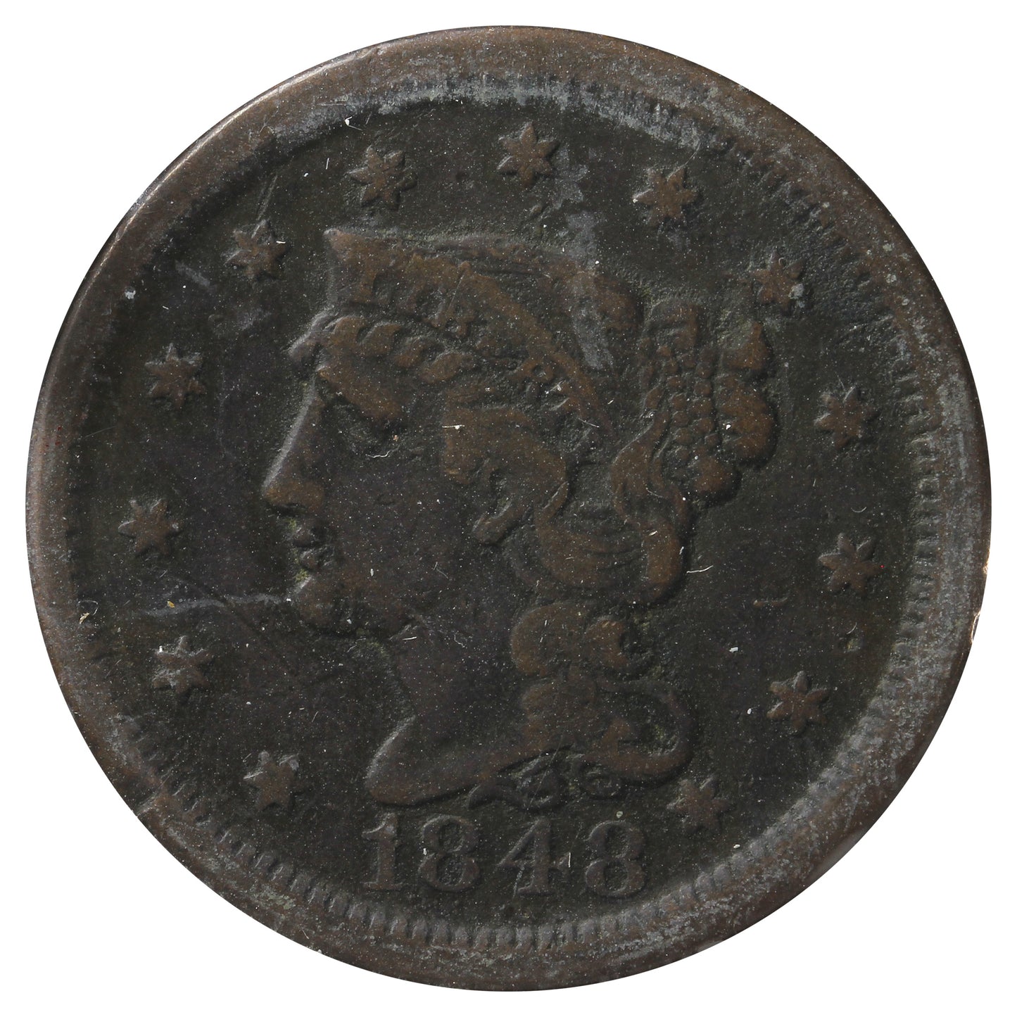 1848 USA Cent Very Fine (VF-20) Impaired