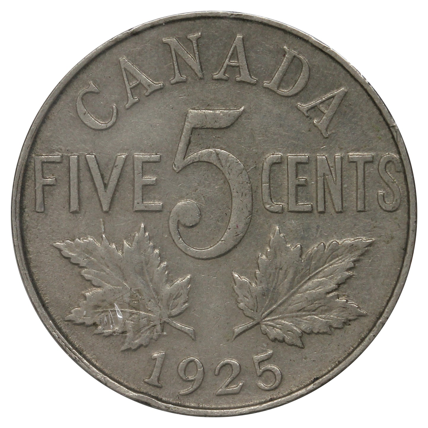1925 Canada 5-Cents Very Fine (VF20) Impaired