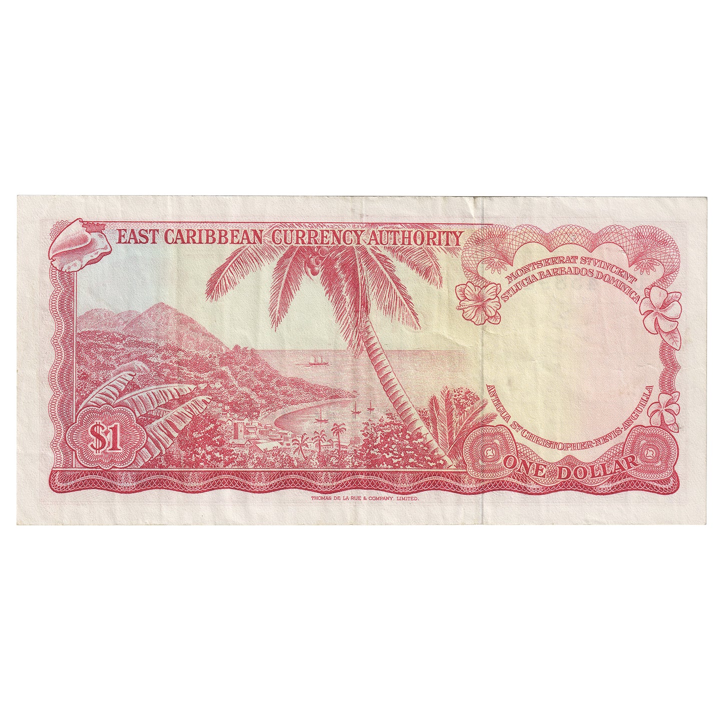 East Caribbean States 1965 $1 Dollar Note, Pick #13a Sig 2, VF (Holes)