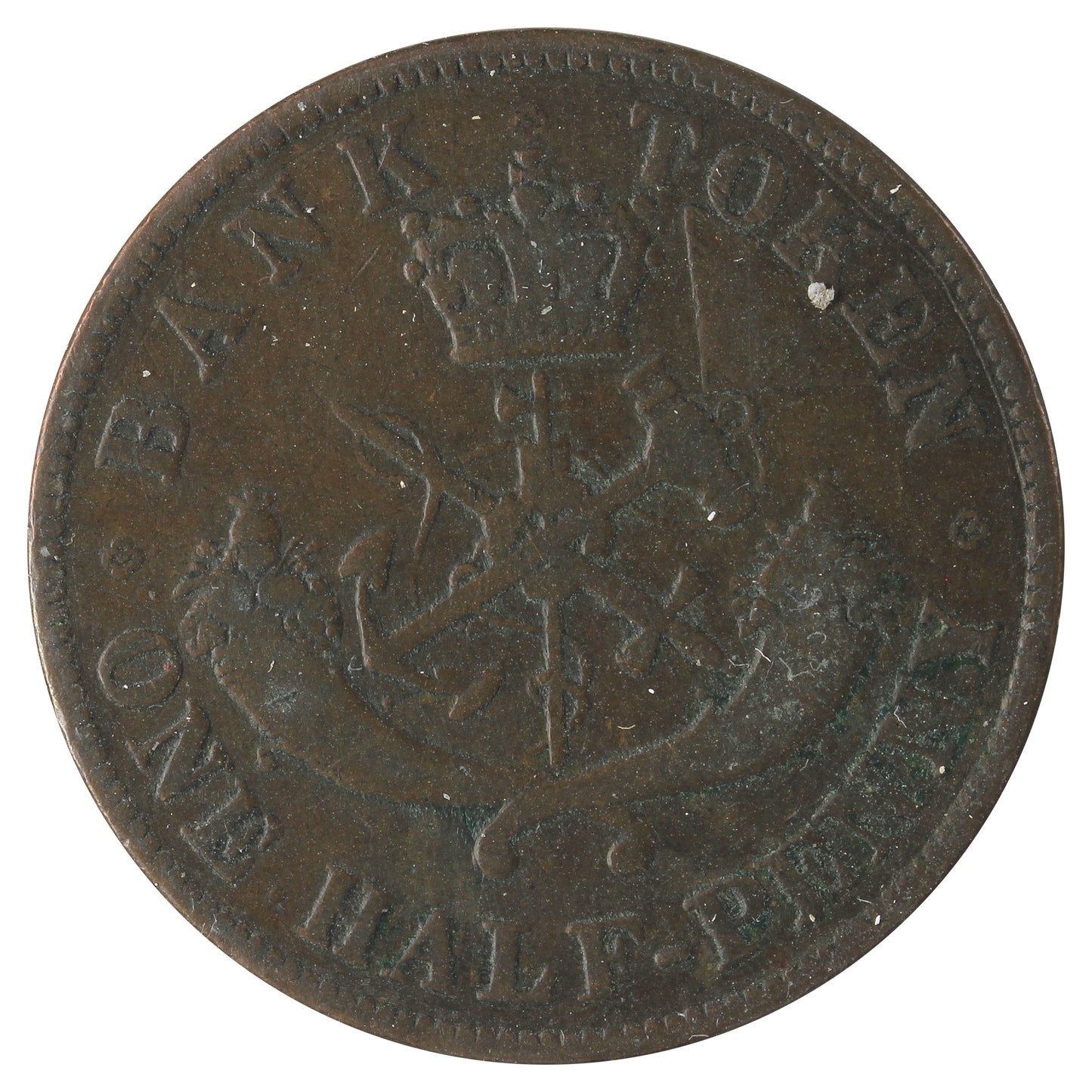 PC-5A 1850 Province of Canada, Bank of Upper Canada Penny Token Very Good (VG8) Scratched, Cleaned, Impaired