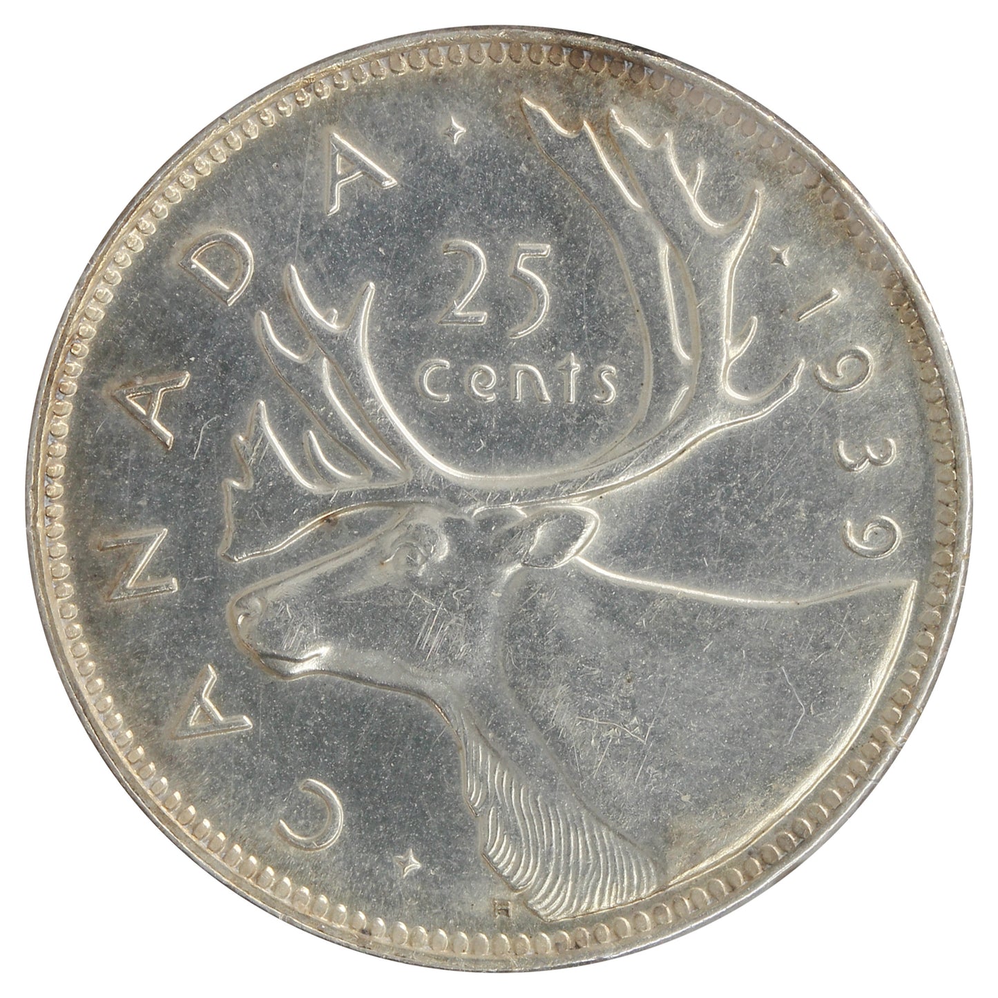 1939 Canada 25-cents Choice Brilliant Uncirculated (MS64) Cleaned