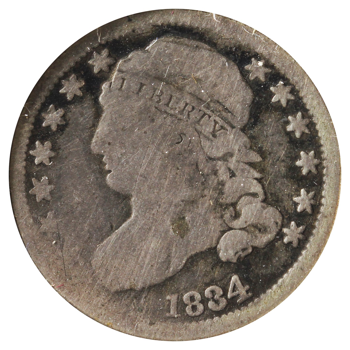1834 Large 4 USA Dime G-VG (G6) Impaired