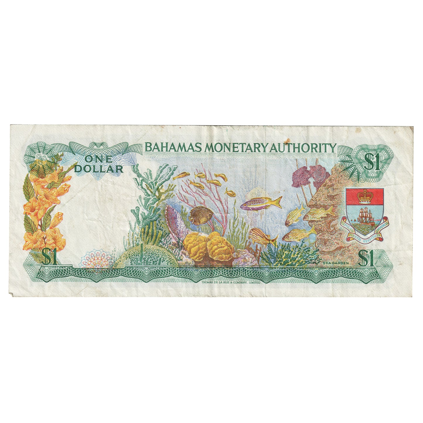Bahamas L. 1968 1 Dollar Note, Pick #27a, VF (Stain)
