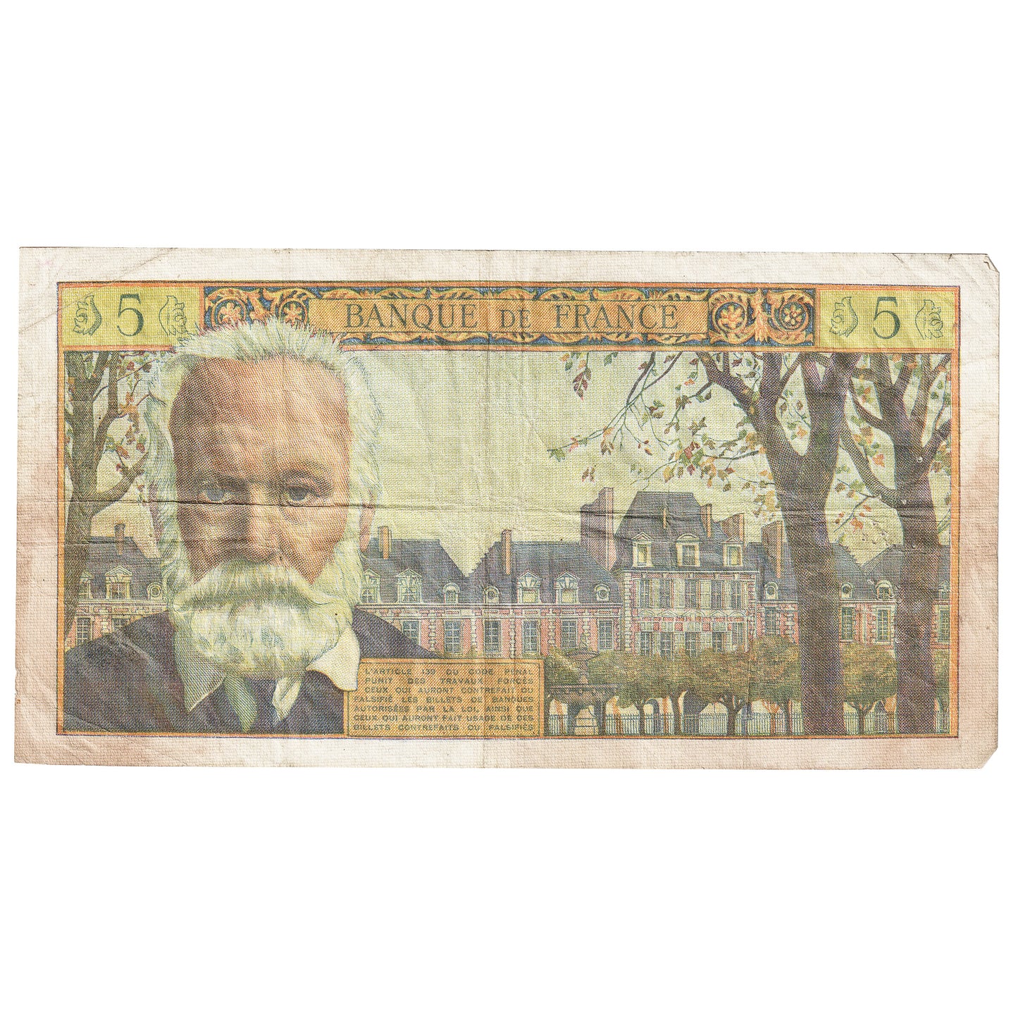 France 1959 5 Francs, Pick #141, F-VF (Dam'g)