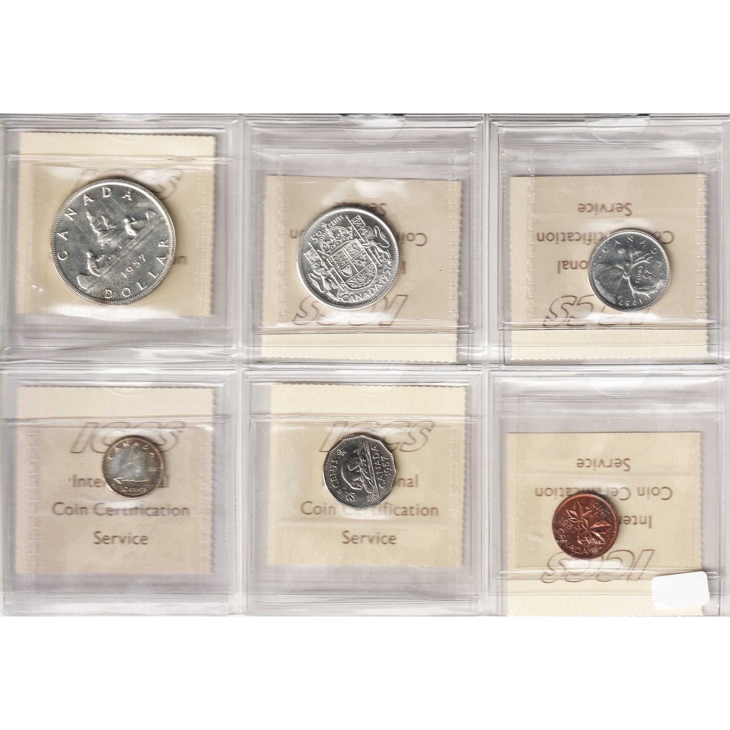Lot of 6x 1957 Canada Decimal ICCS Certified PL-65 to PL-66, 6Pcs.