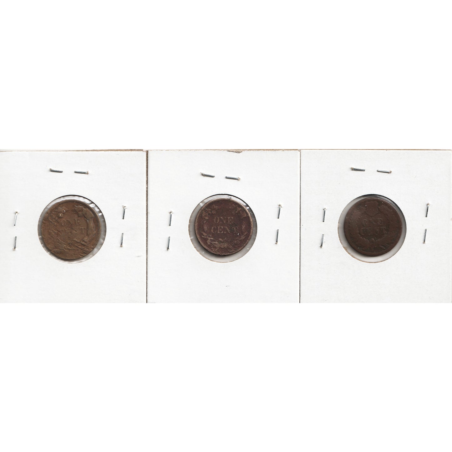 Lot of 3x 1857-1859 USA Cent, AG to VF, 3Pcs. (Impaired)