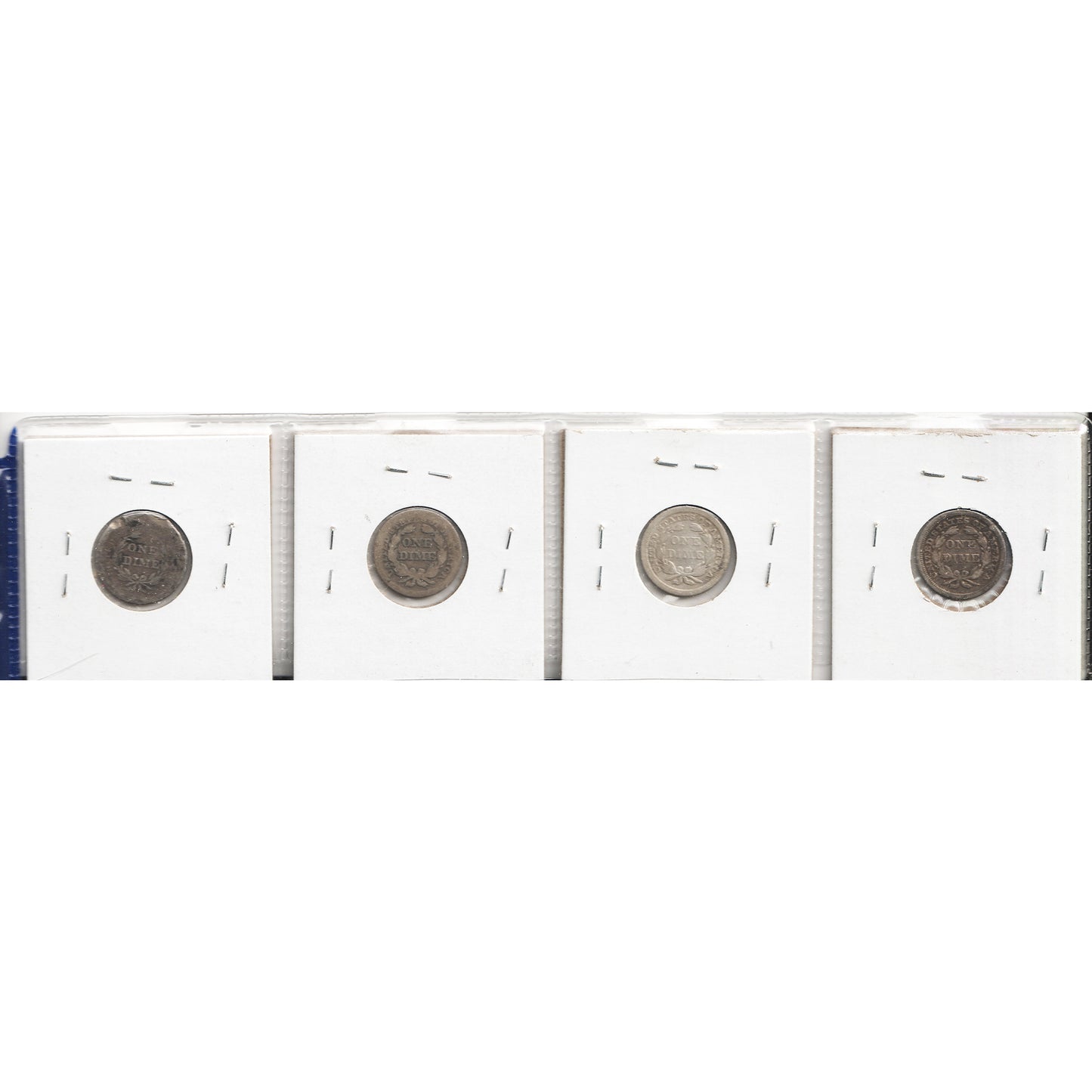 Lot of 4x 1839-1854 USA Dime, AG to VG-F, 4Pcs. (Impaired)