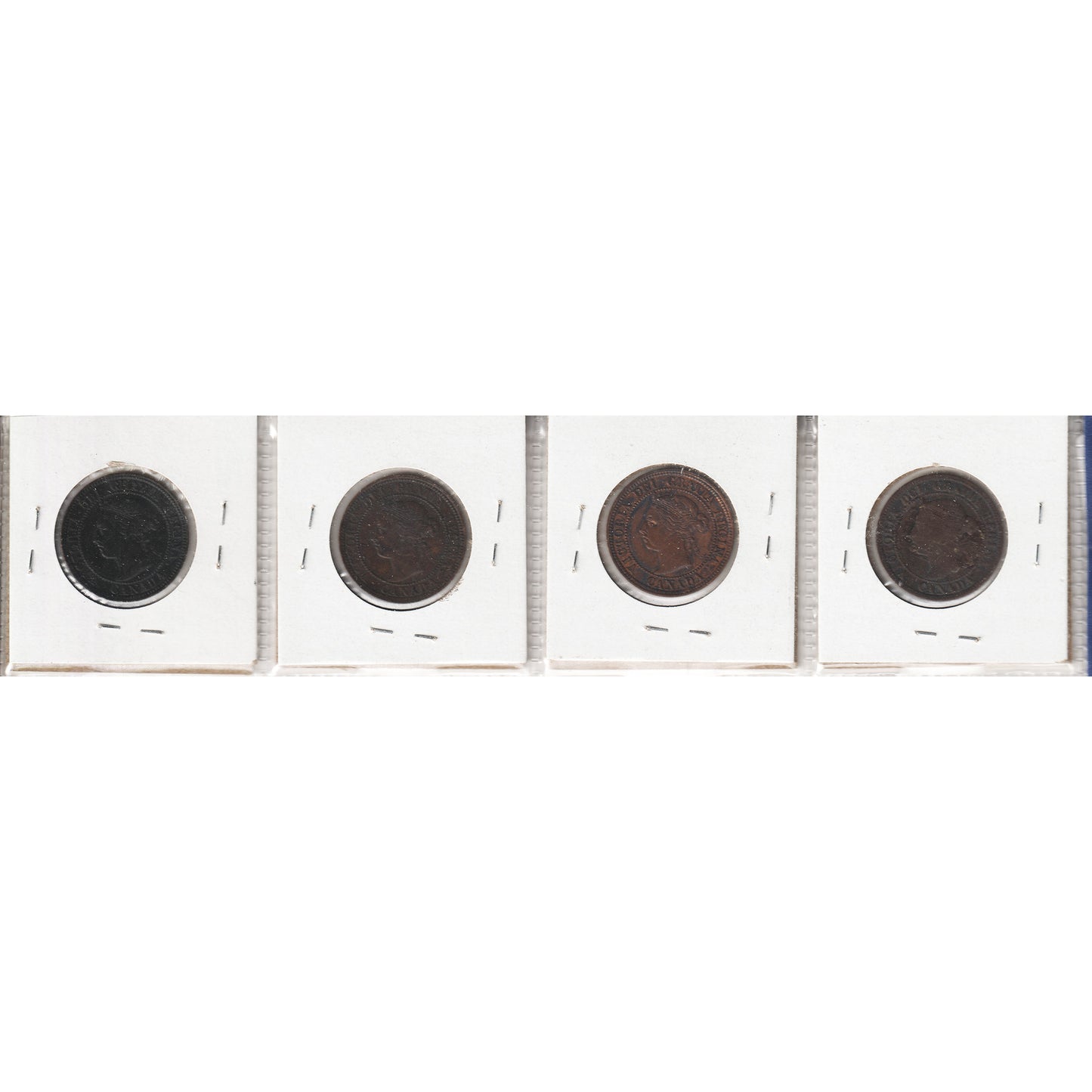 Lot of 4x 1892-1898 Canada 1-Cent, G-VG to EF, 4Pcs. (Impaired)