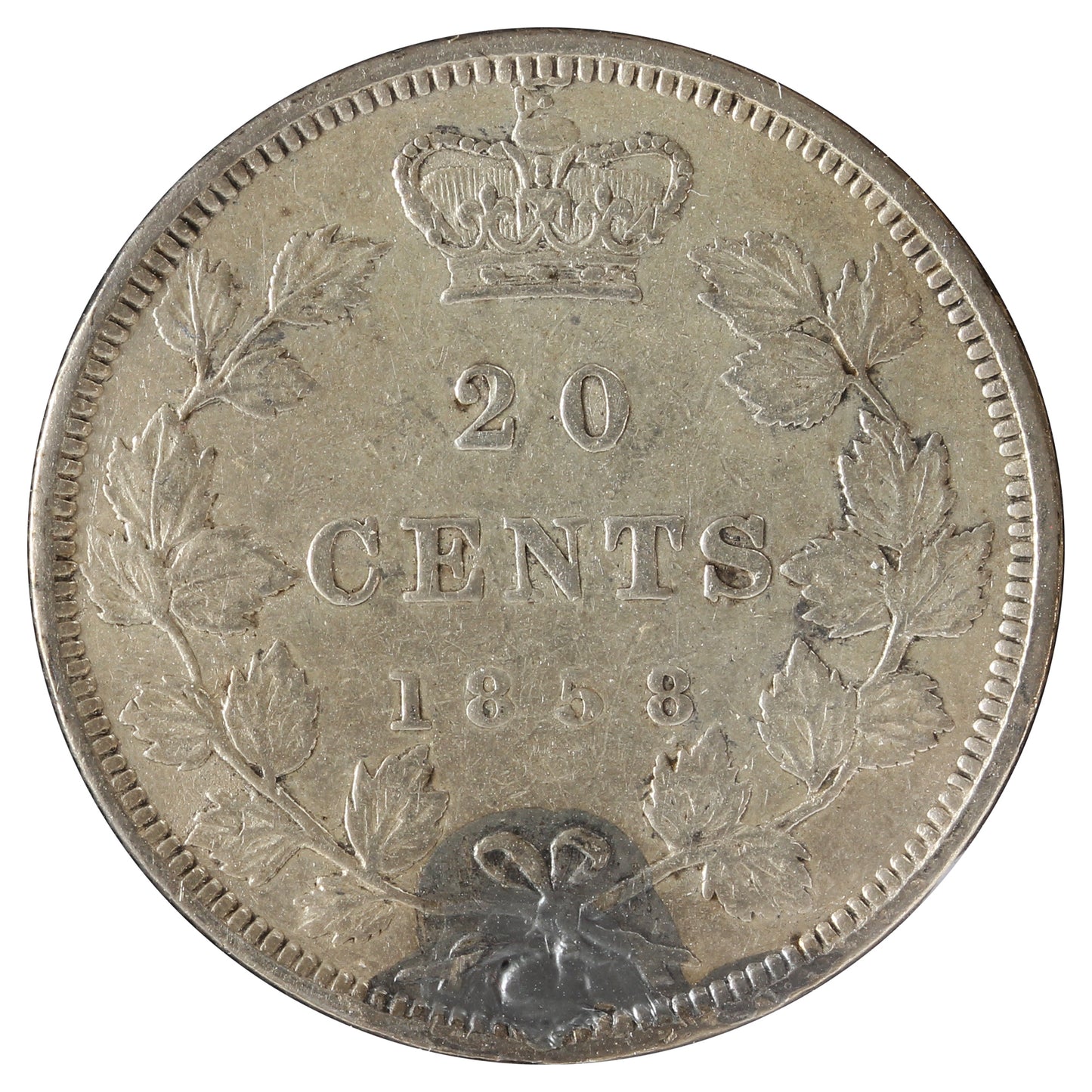 1858 Canada 20-cents VF-EF (VF30) Holed