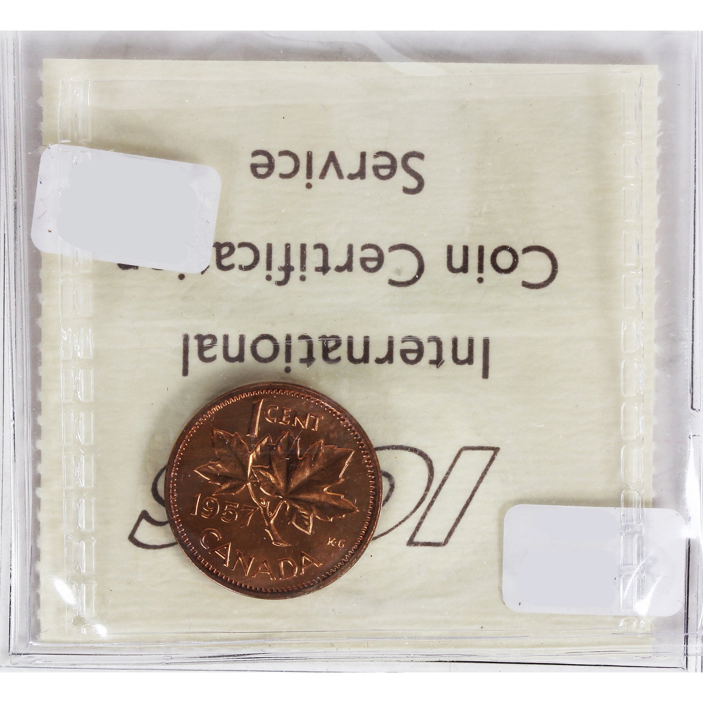 1957 Canada 1-cent ICCS Certified PL65 Red, Cameo