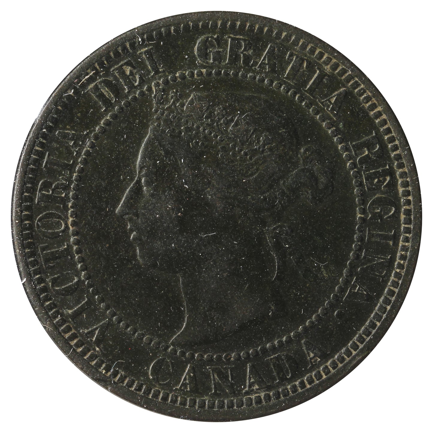 1884 Obv. 2 Canada 1-Cent VF-EF (VF30) Scratched, Cleaned or Impaired.