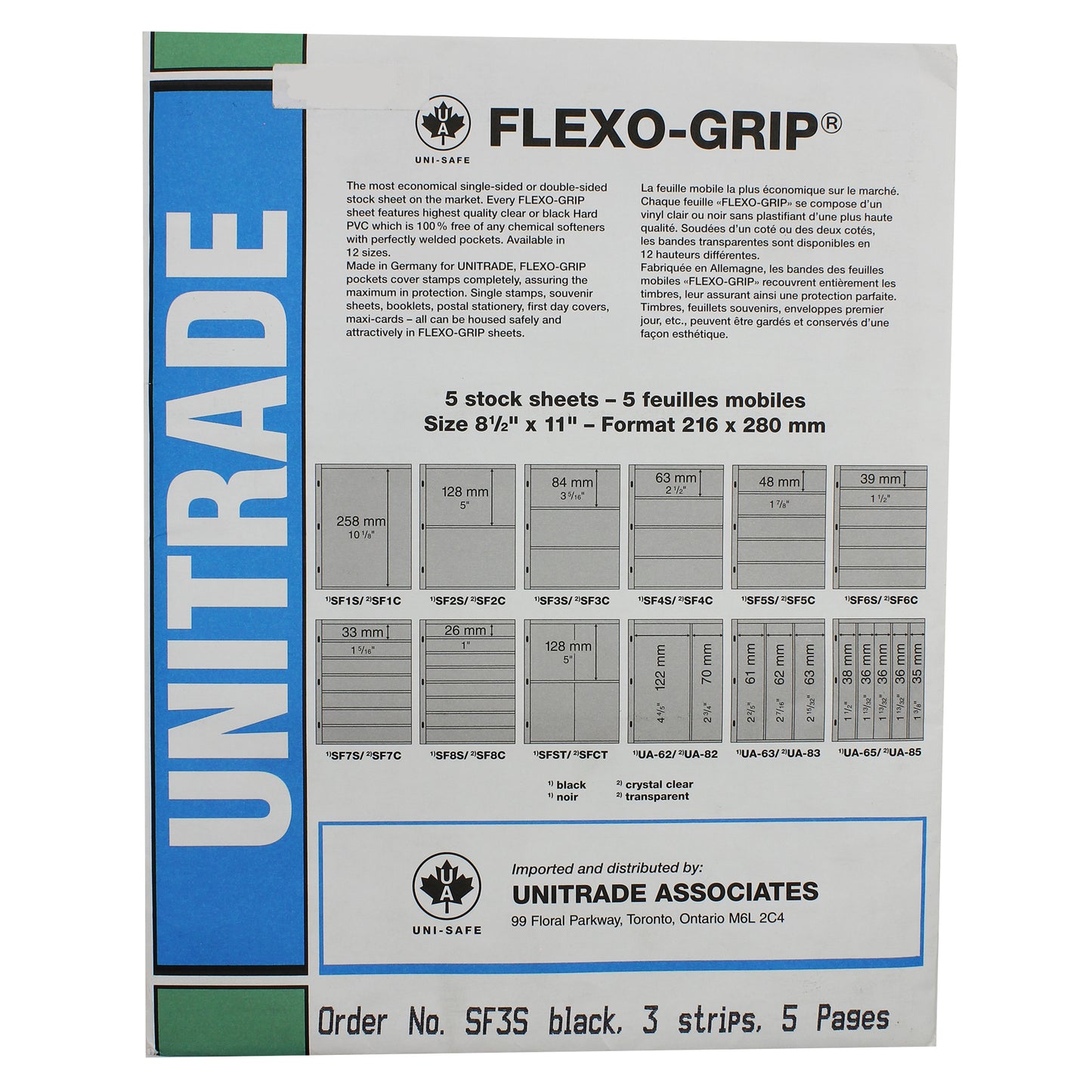 3-pocket pages (double sided) with black background. 5 pages included.