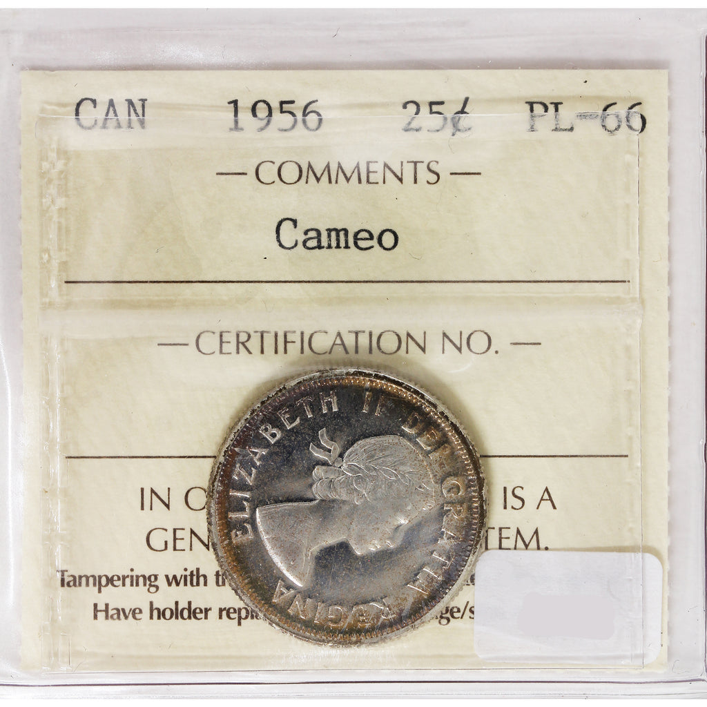 1956 Canada 25-Cents ICCS Certified PL66 Cameo