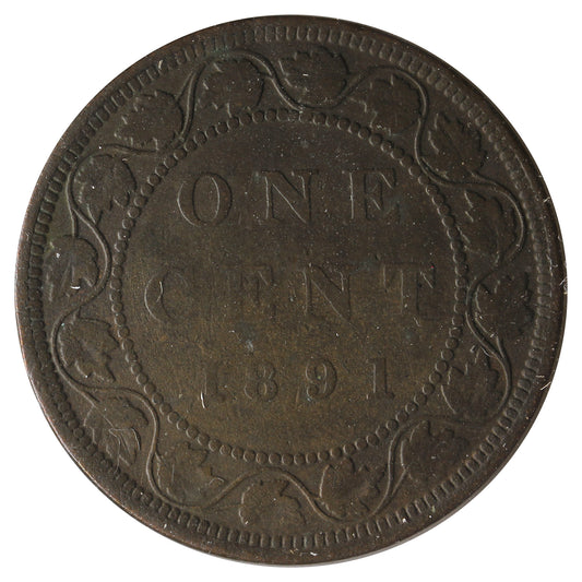 1891 SDLL Obv. 3 Canada 1-Cent Fine (F12) Impaired