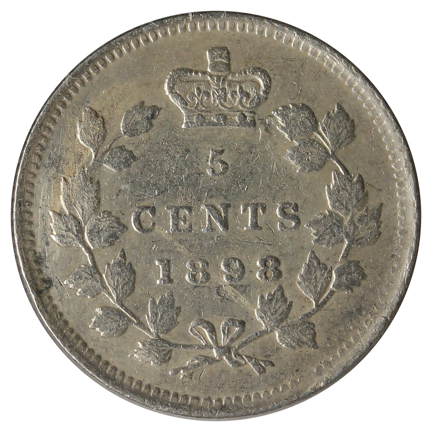 1898 Canada 5-Cents VF-EF (VF30) Scratched, Cleaned or impaired