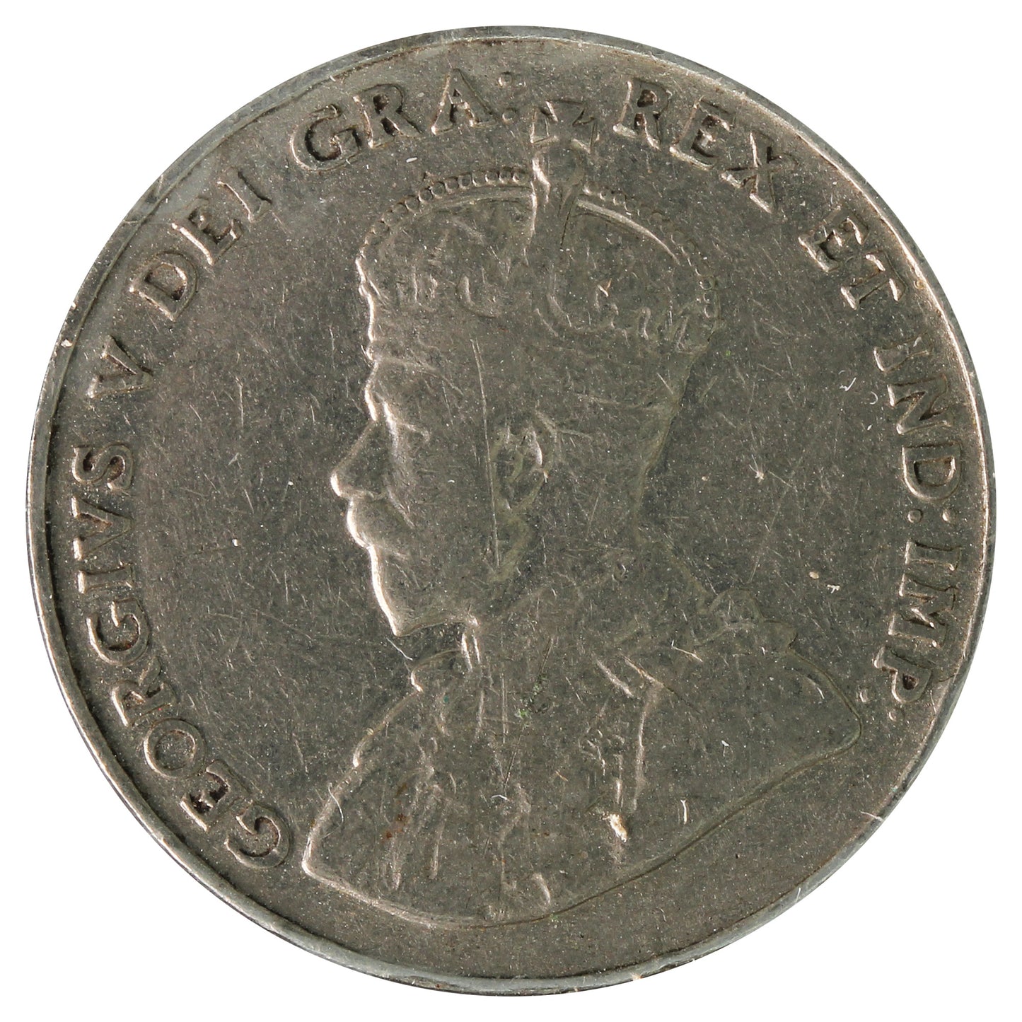 1933 Canada 5-Cents Fine (F12) Scratched, Cleaned or Impaired