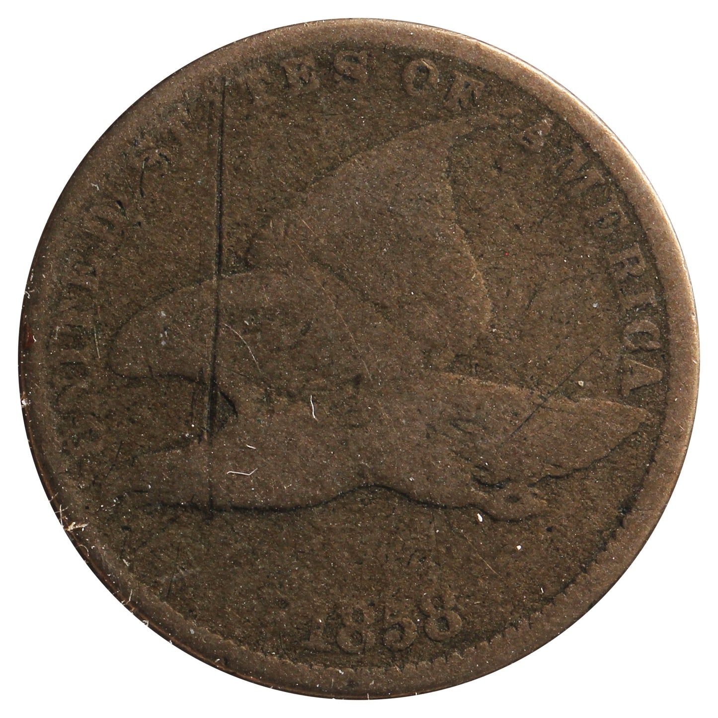 1858 Small Letters USA Cent G-VG (G6) Scratched, Cleaned or Impaired