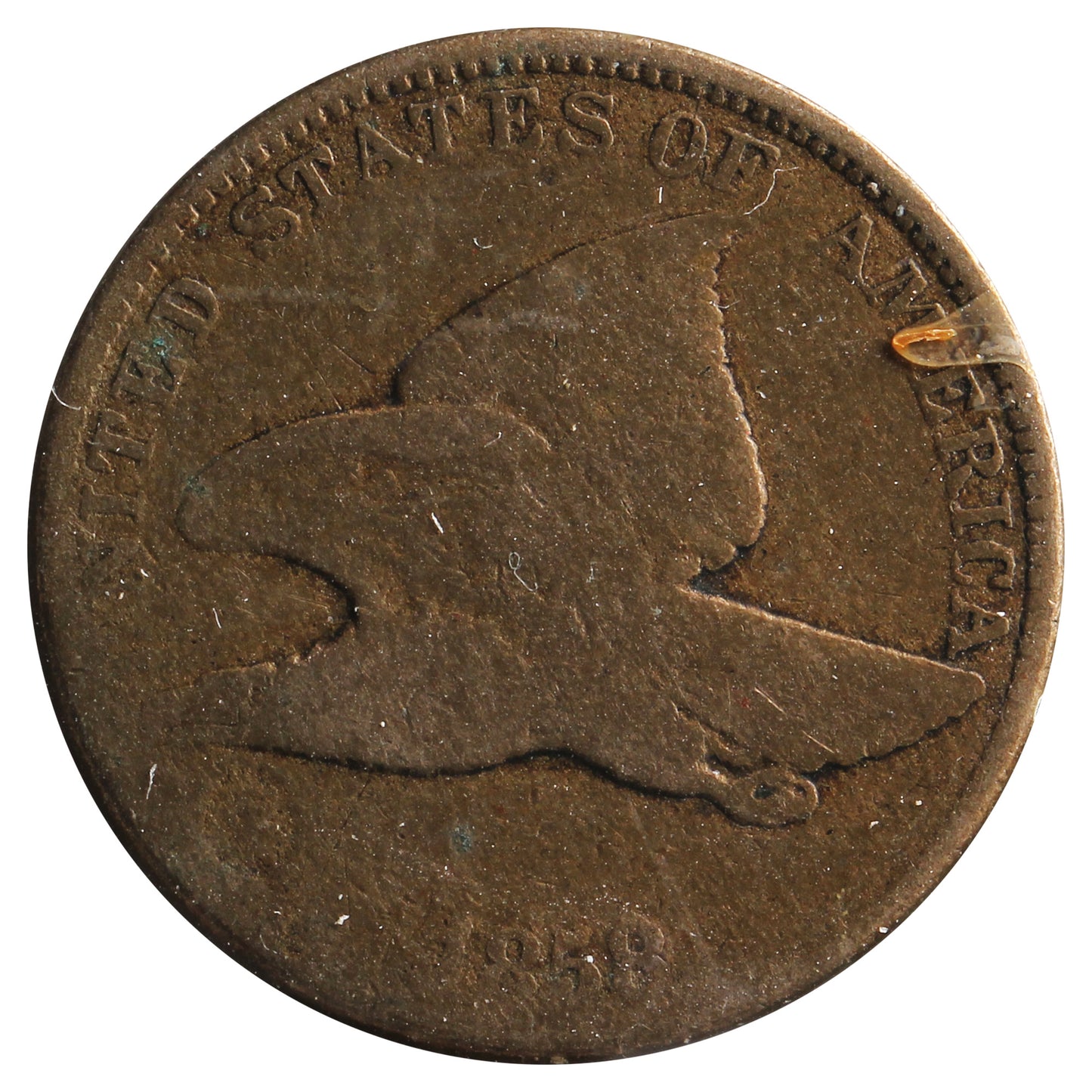 1858 Large Letters USA Cent G-VG (G6) Scratched, Cleaned or Impaired