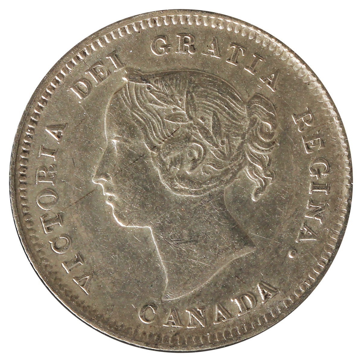1885 Small 5 Canada 5-Cents Extra Fine (EF40) Scratched