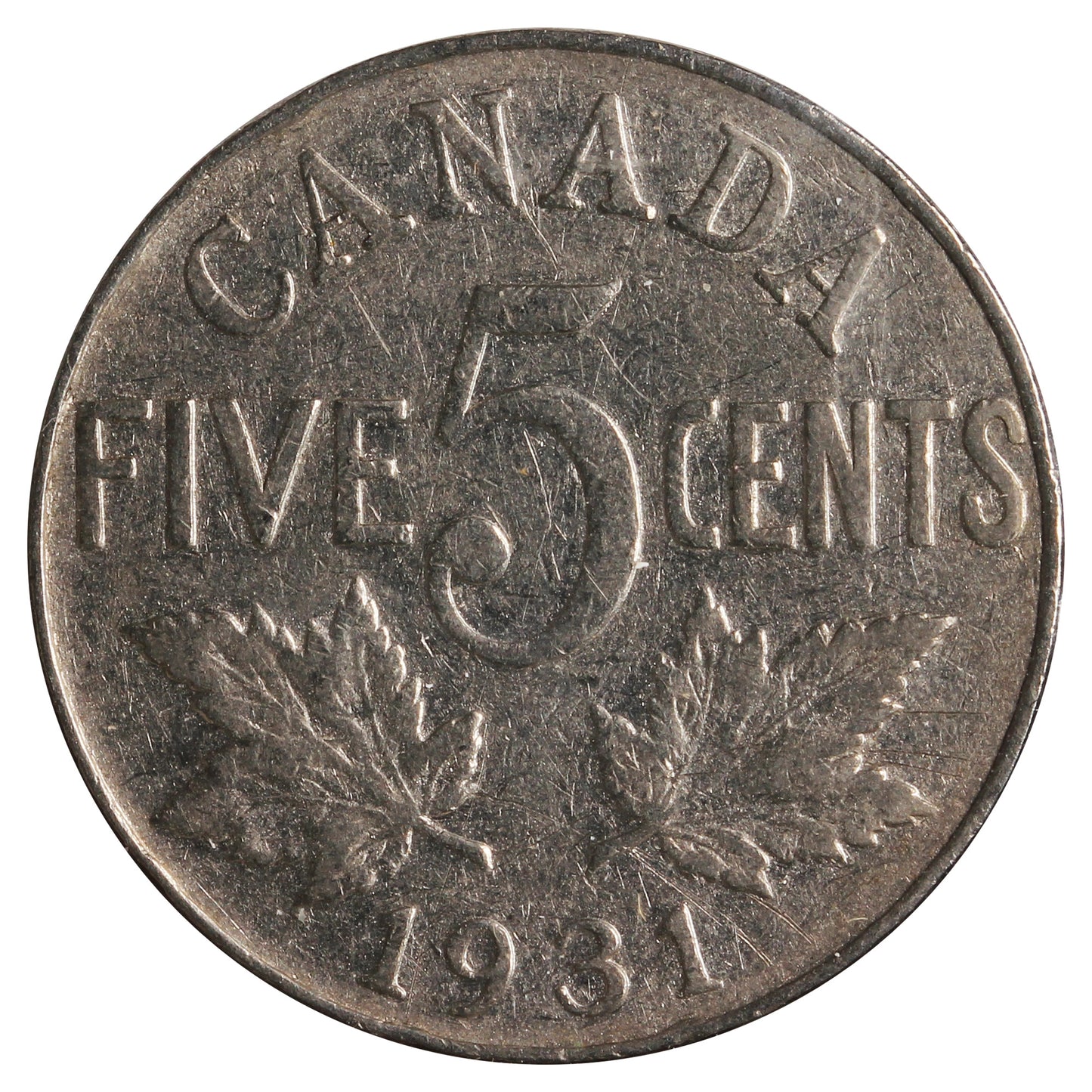 1931 Canada 5-Cents F-VF (F15) Impaired