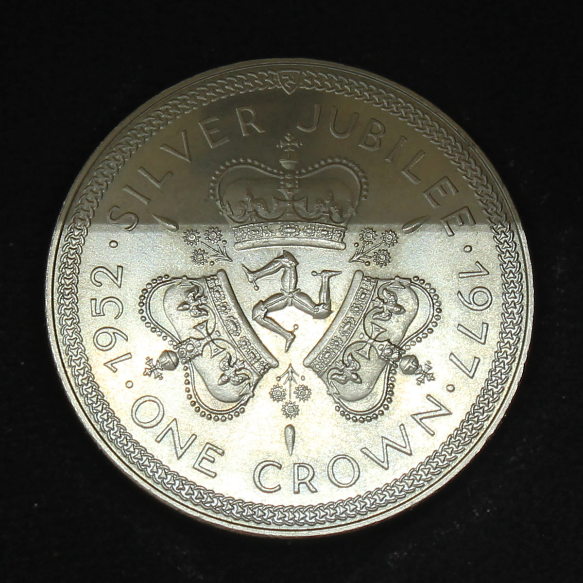 1977 Isle of Man One Crown Silver Jubilee Silver Uncirculated Coin (Impaired)