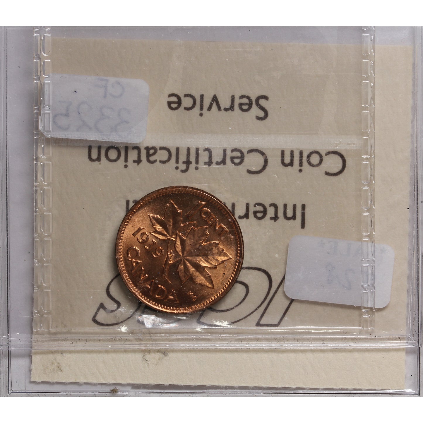 1939 Canada 1-cent ICCS Certified MS65 Red (Toned)