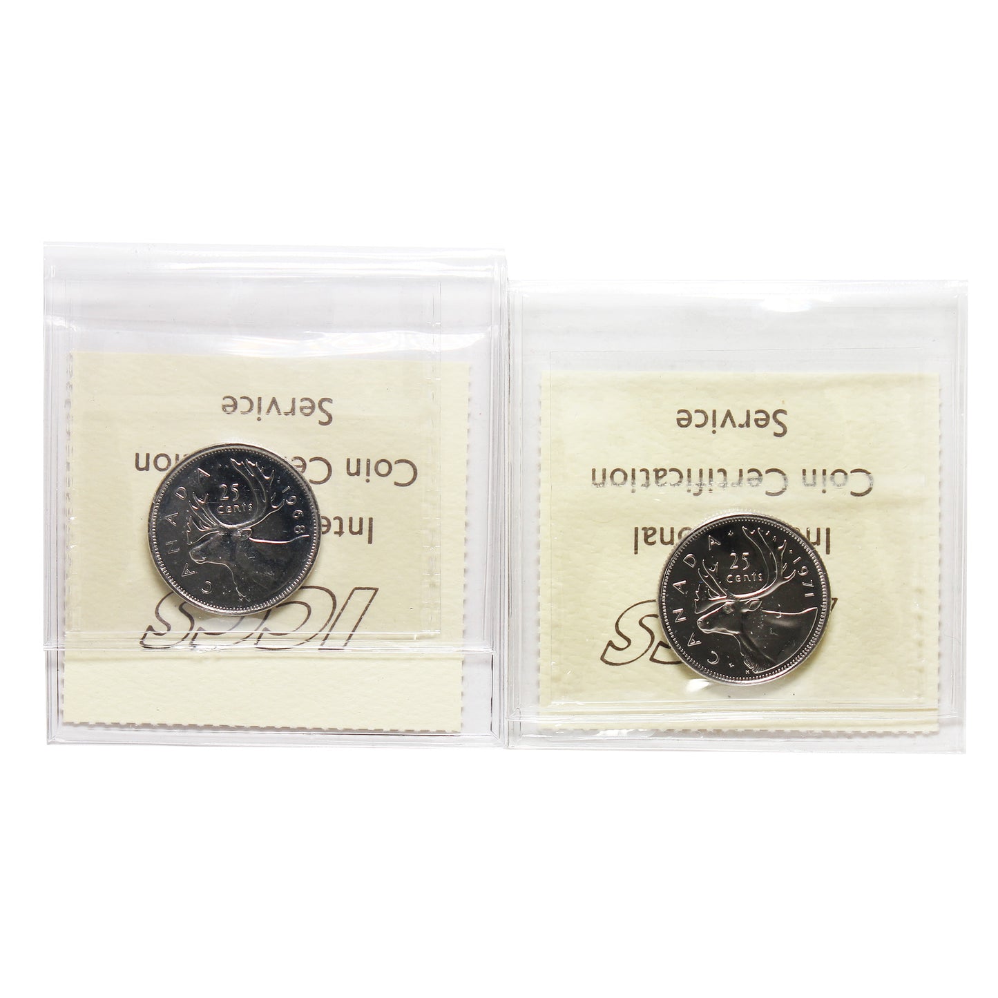 Pair of 1971-1968 Canada 25-Cents ICCS Certified PL-66