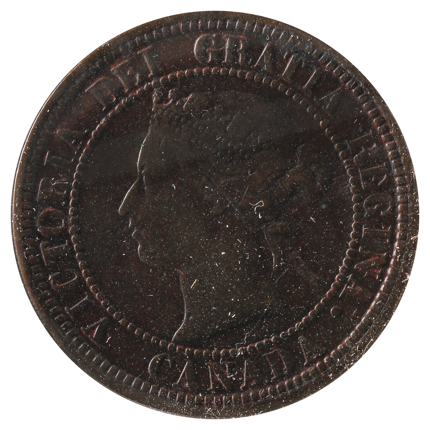1876H Canada 1-Cent F-VF (F15) Scratched. Cleaned or Impaired