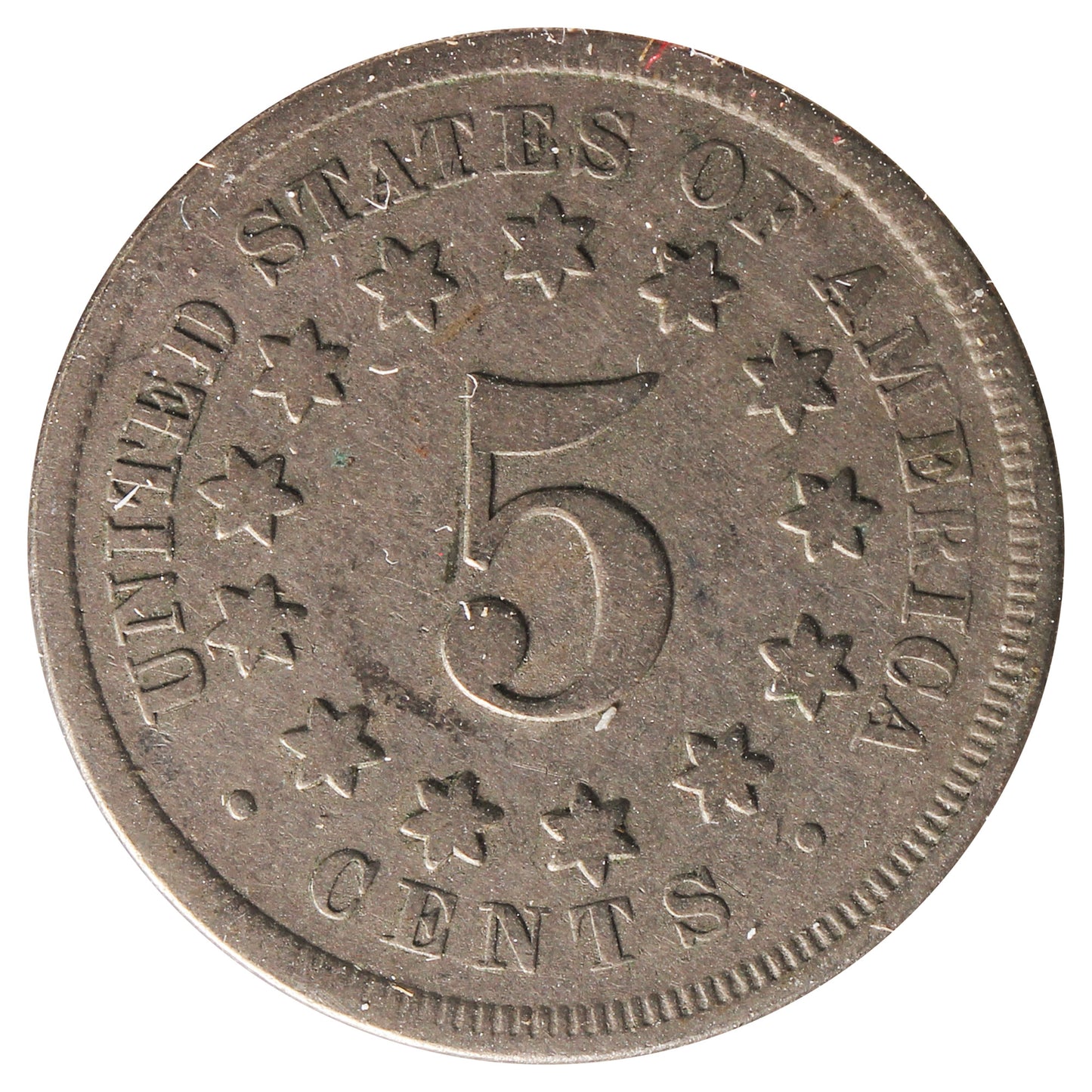 1867 No Rays USA Nickel Very Good (VG8) Scratched, Cleaned or Impaired