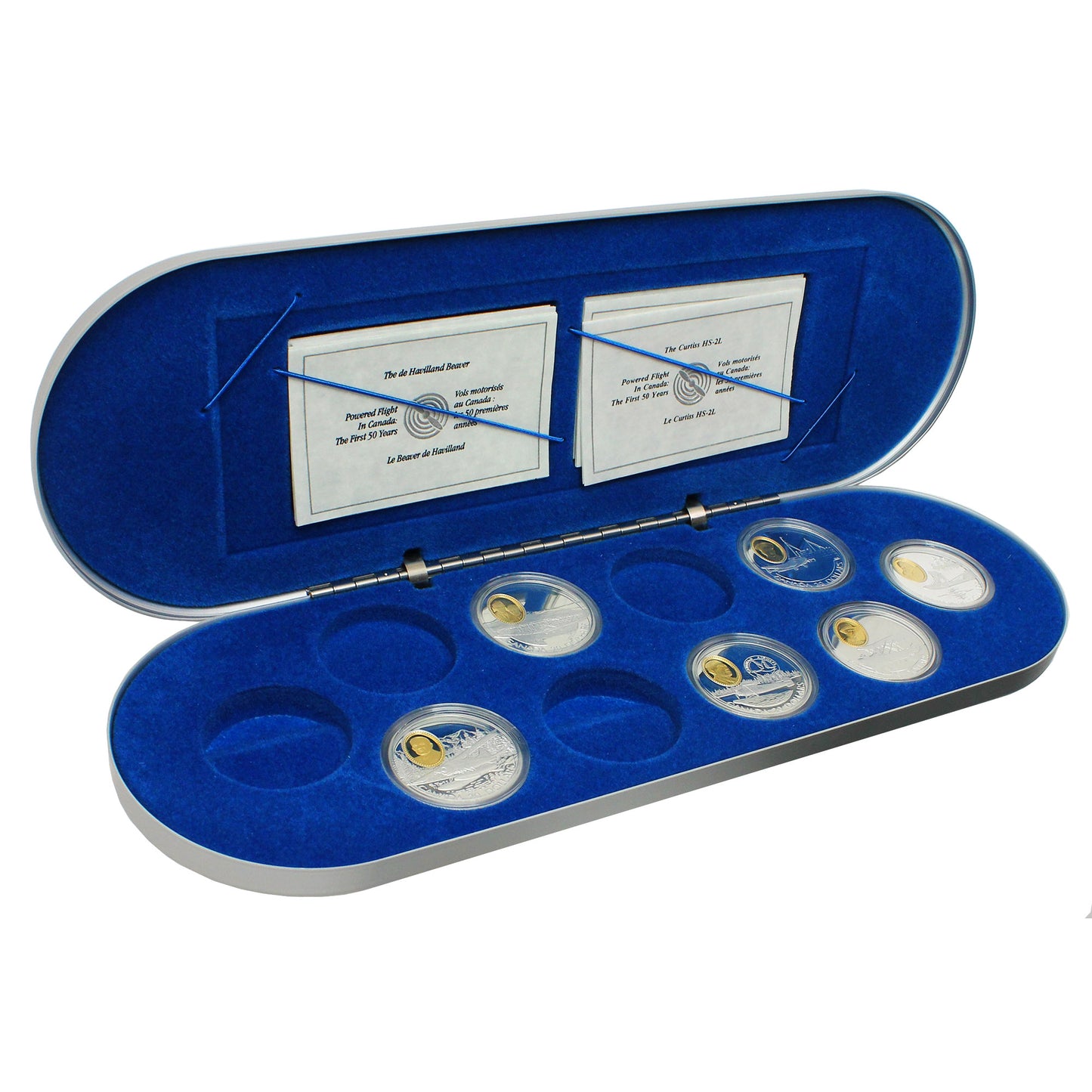 6x 1990-1994 Canada Aviation Sterling Silver in Deluxe Box (scratched capsules) 6pcs