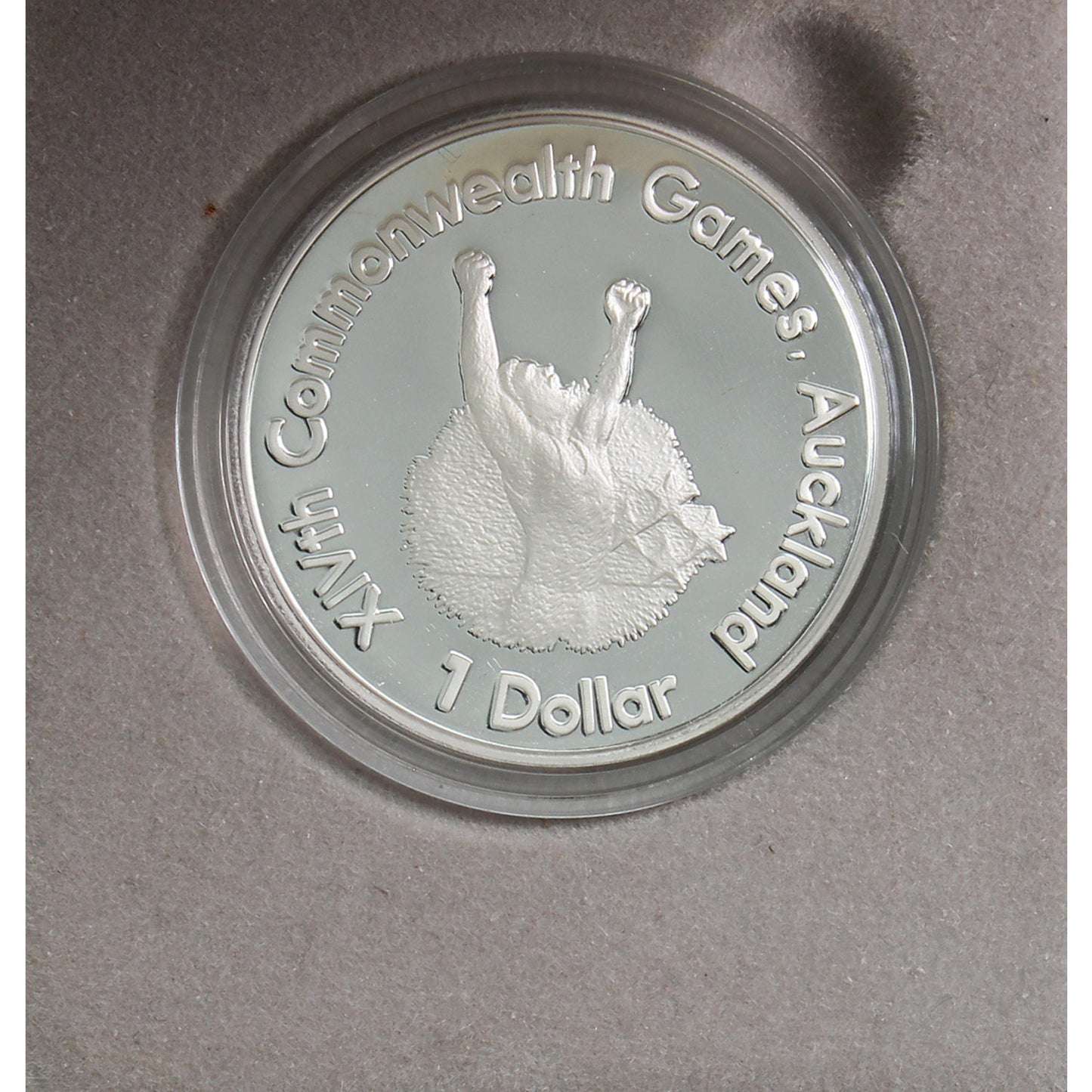 1989 New Zealand 14th Commonwealth Games Stirling Silver Proof Dollar
