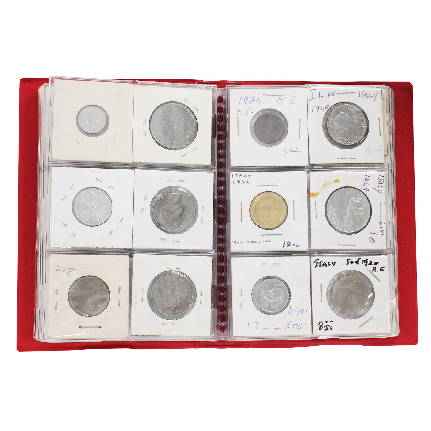 Group lot of Italy Coins Mixed in Stock Book, 60Pcs.