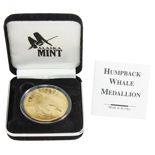 Alaska Mint Humpback Whale Golden Bronze Medallion in Case (Scratched Capsule)
