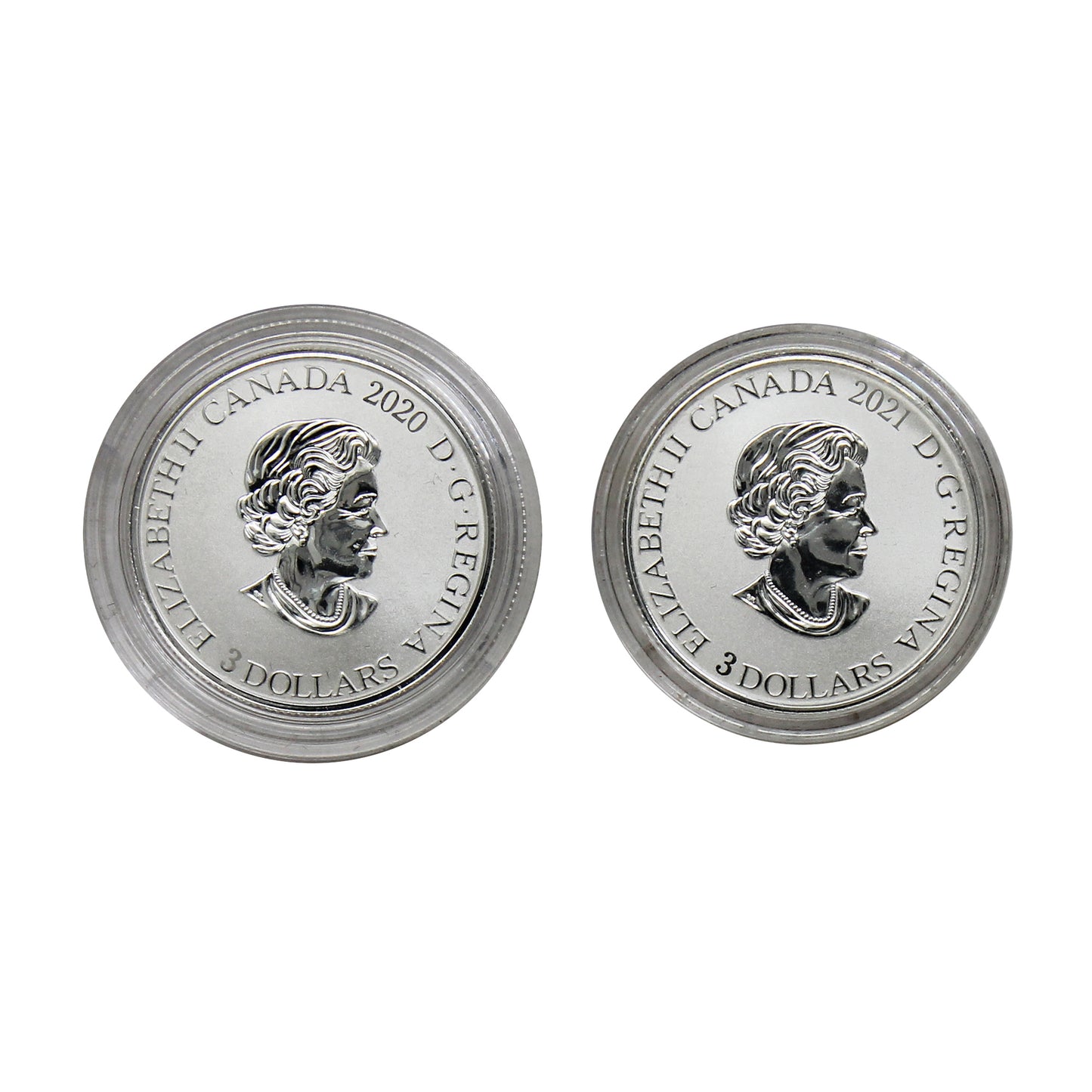 Pair of 2020-2021 $3 Floral Emblems of Canada Fine Silver Coins (Coins Only) No Tax
