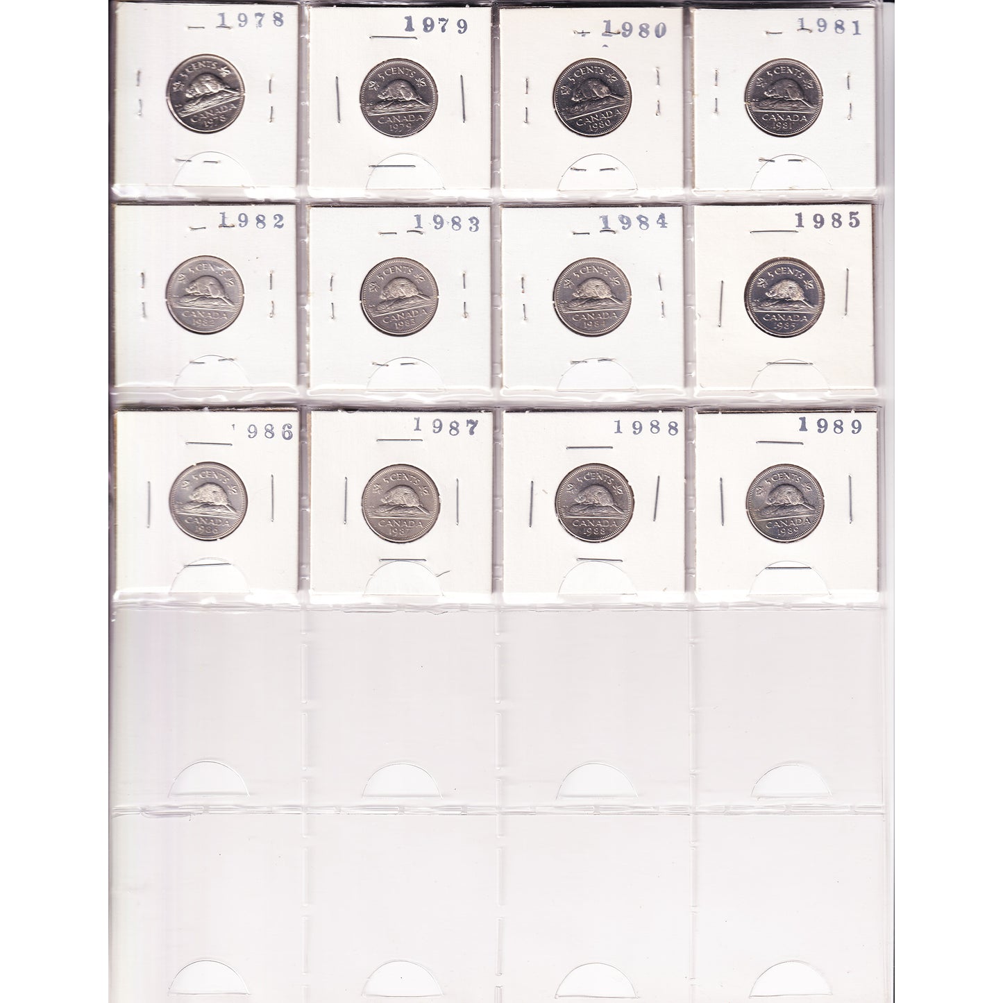 Lot of 60x 1924-1989 Canada 5-cents, 60Pcs. (Impaired)