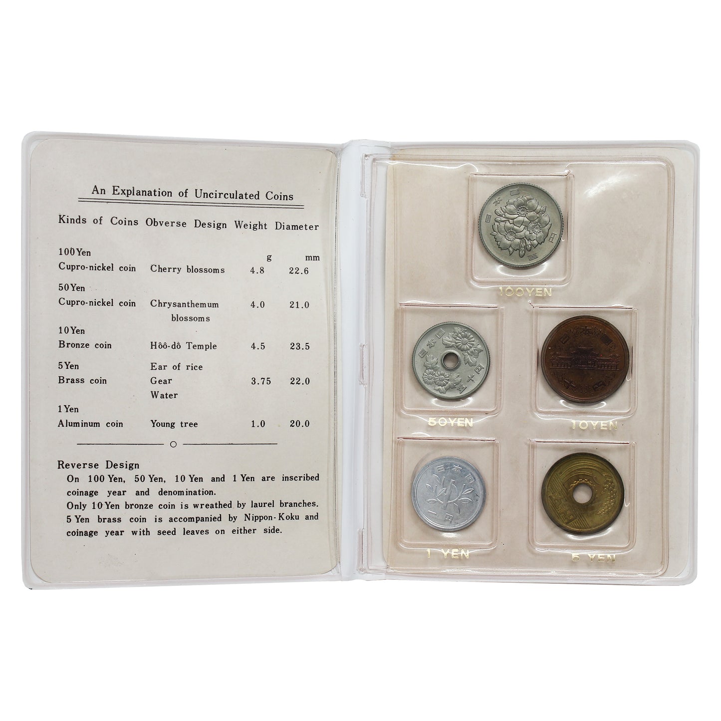 1969 Japan 5-Coin Uncirculated Mint Set in Folder