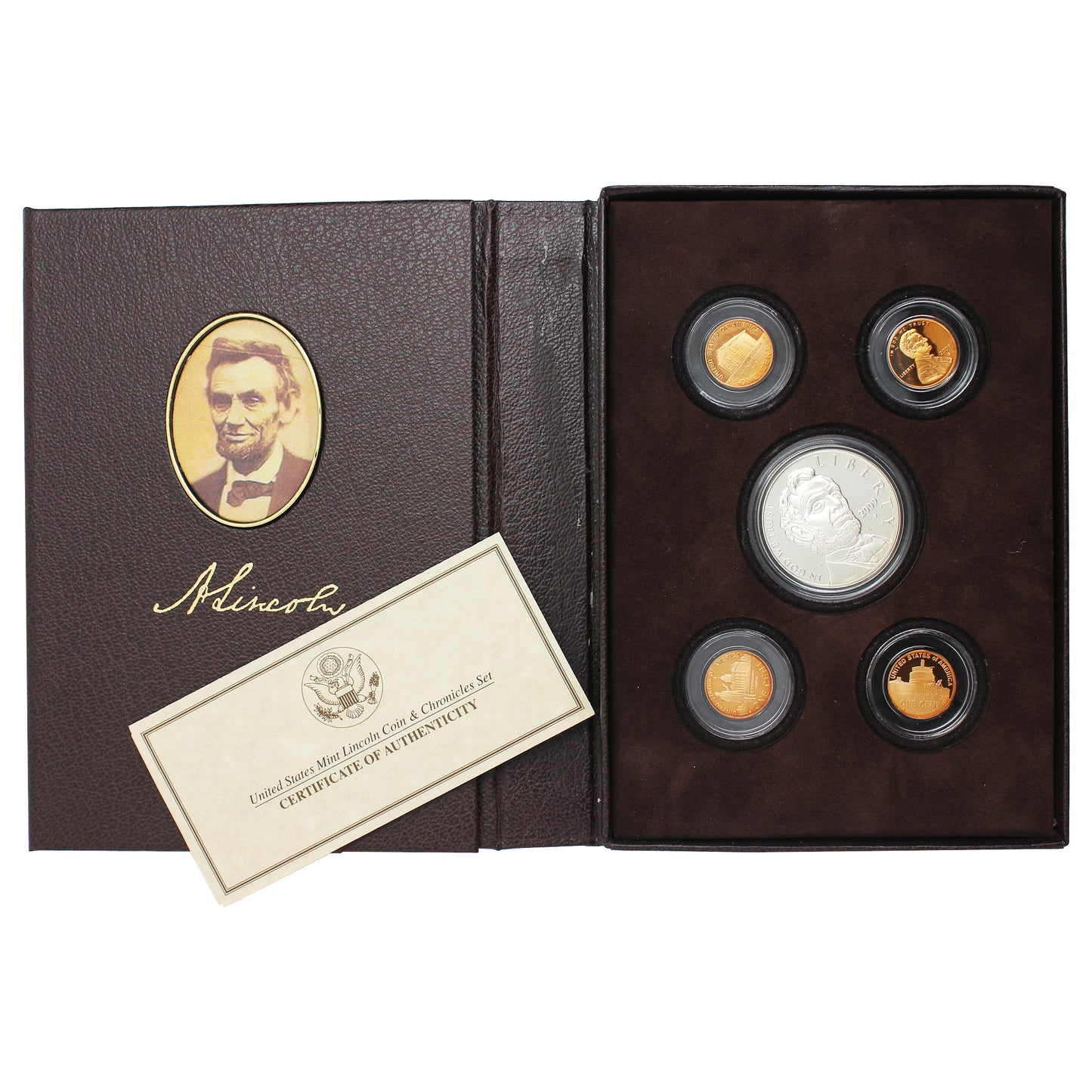 2009 USA Mint Lincoln Coin and Chronicles 5-Coin Set (Impaired)