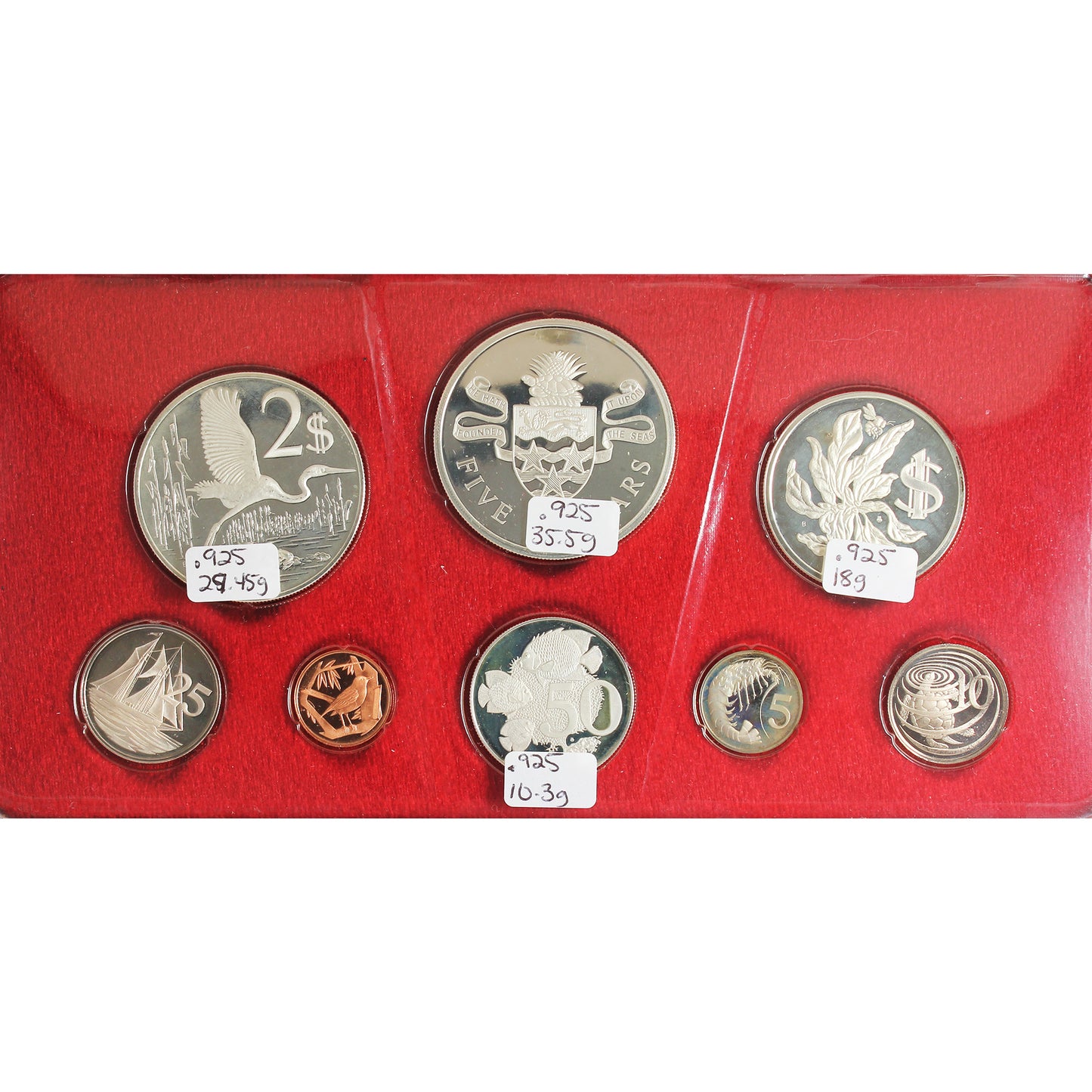 1974 Cayman Islands 8-coin Proof Set in Case (Impaired)