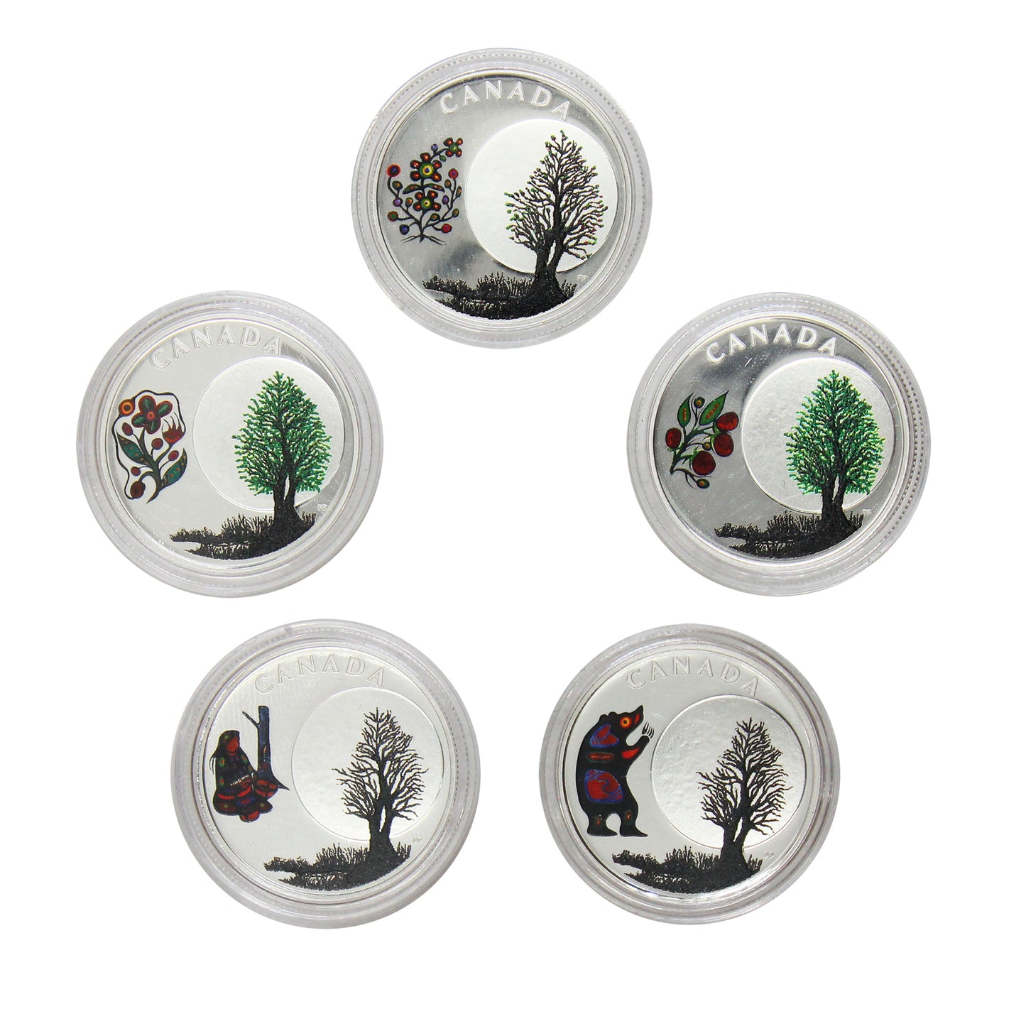 Lot of 5x 2018 Canada $3 Teachings from Grandmother Moon Silver (Coins Only, Impaired) No Tax