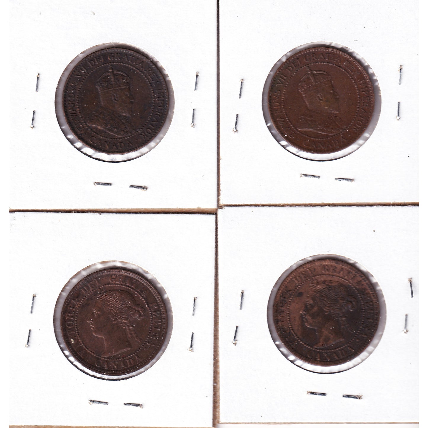 Lot of 4x 1884-1903 Canada 1-cent, All EF, 4Pcs. (Impaired)